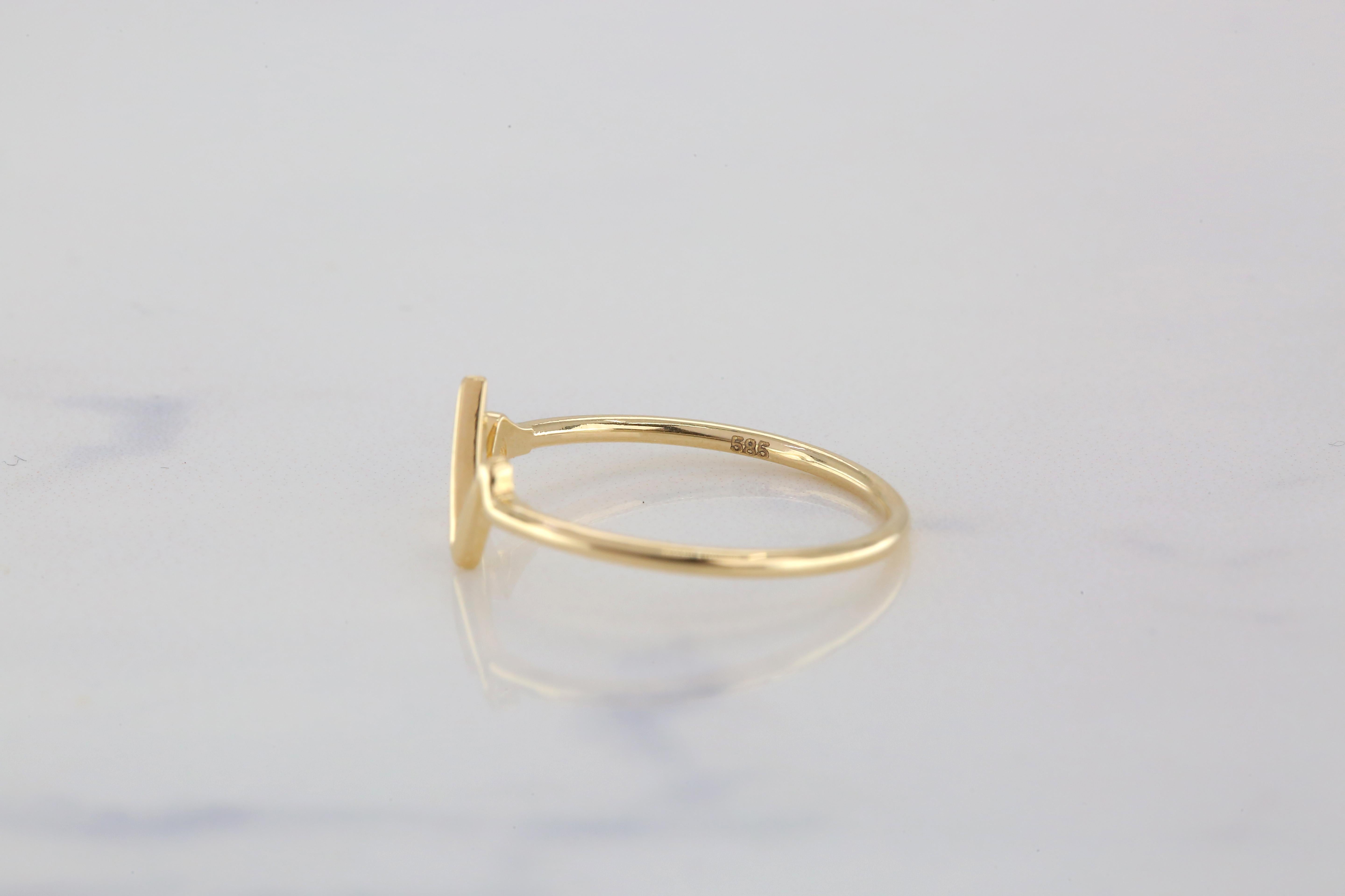 For Sale:  14K Gold Heart Beat Ring, Gold Stacking Ring, Gold Heart Pulse Ring 8