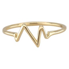 14 Karat Gold Herz Beat Ring, Gold Stapelring, Gold Herz Pulse Ring