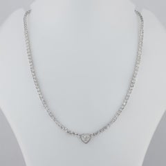 Collier de tennis en or 14K avec diamant en forme de cœur 1,62 carat Bijoux de mariage