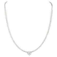 Collier de tennis en or 14K avec diamant en forme de cœur 1,62 carat Bijoux de mariage