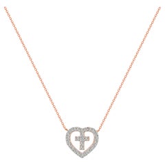 14k Gold Heart Cross Diamond Necklace Valentine Jewelry