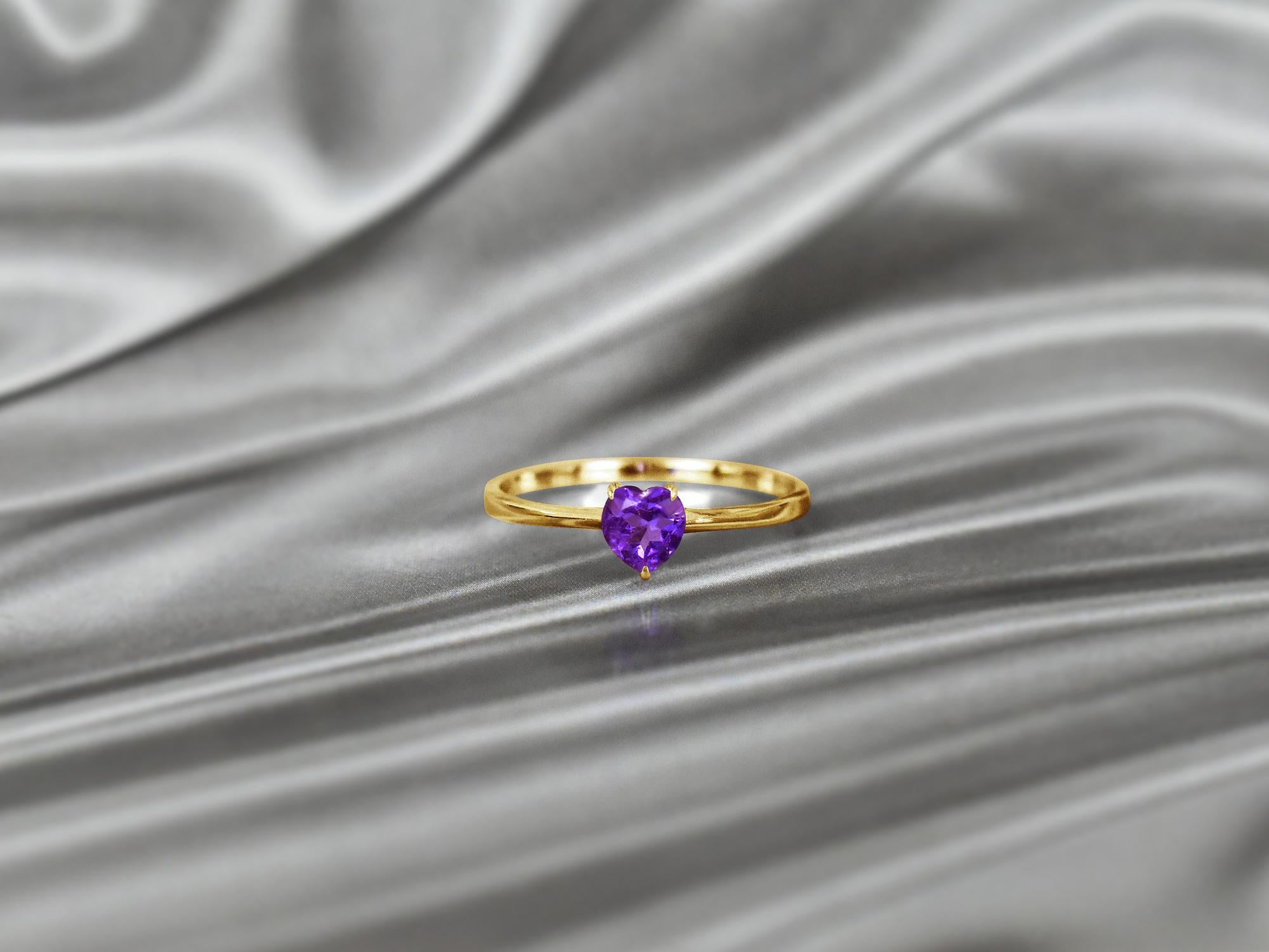 Im Angebot: 14k Gold Herz-Edelstein-Verlobungsring mit 5x5 mm Herz-Edelstein und Edelstein () 3