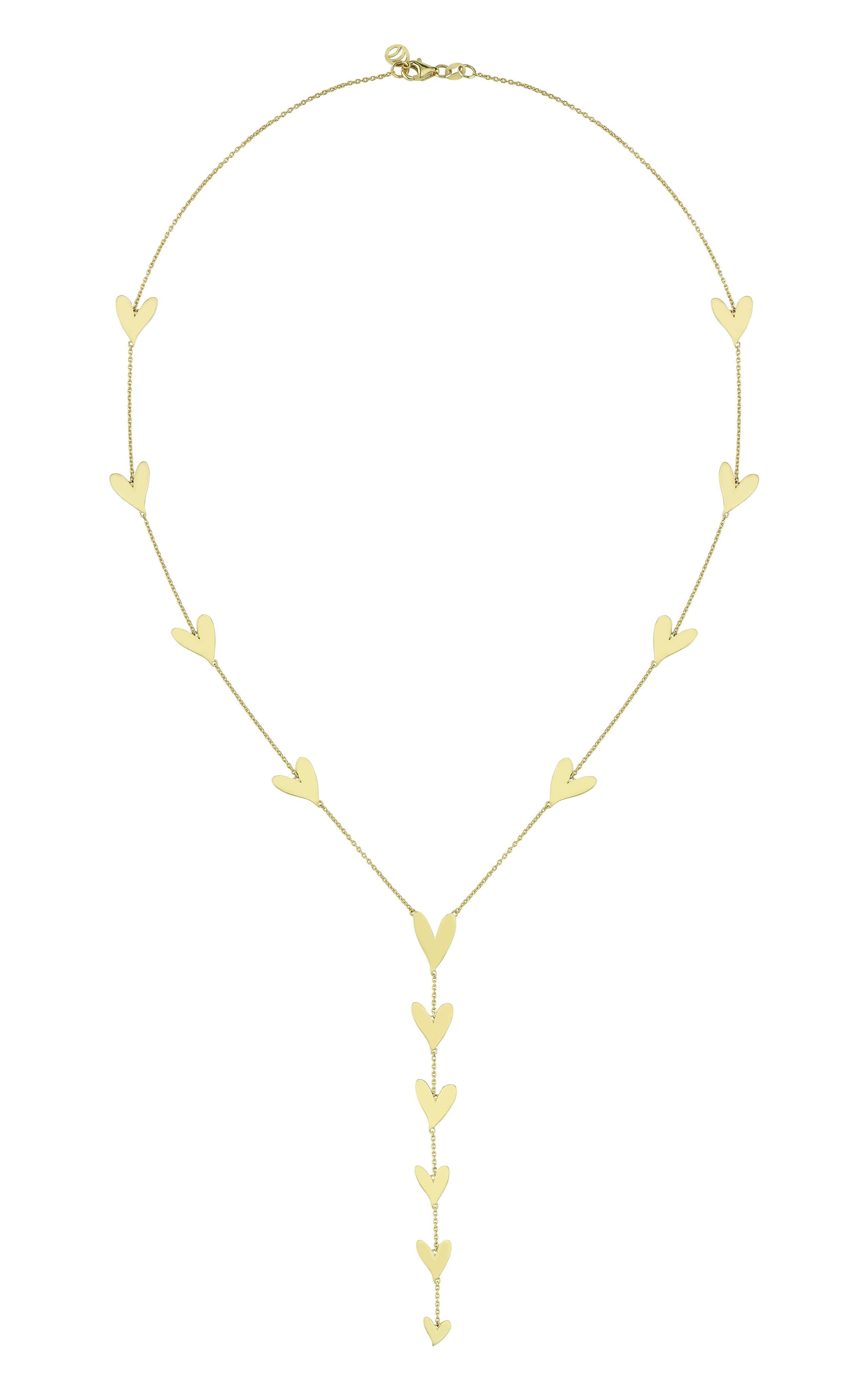 Women's 14k Gold Heart Lariat Necklace For Sale