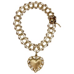 Vintage 14k Gold Heart Locket Bracelet 