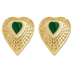 14K Gold Heart Of The Forest Ohrstecker mit natürlichem Malachit - Fine Jewelry