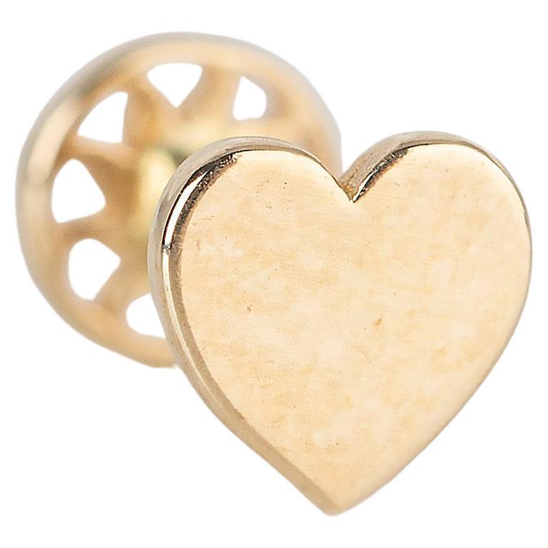 Clous d'oreilles en or 14 carats en forme de cœur avec perçage en forme de cœur