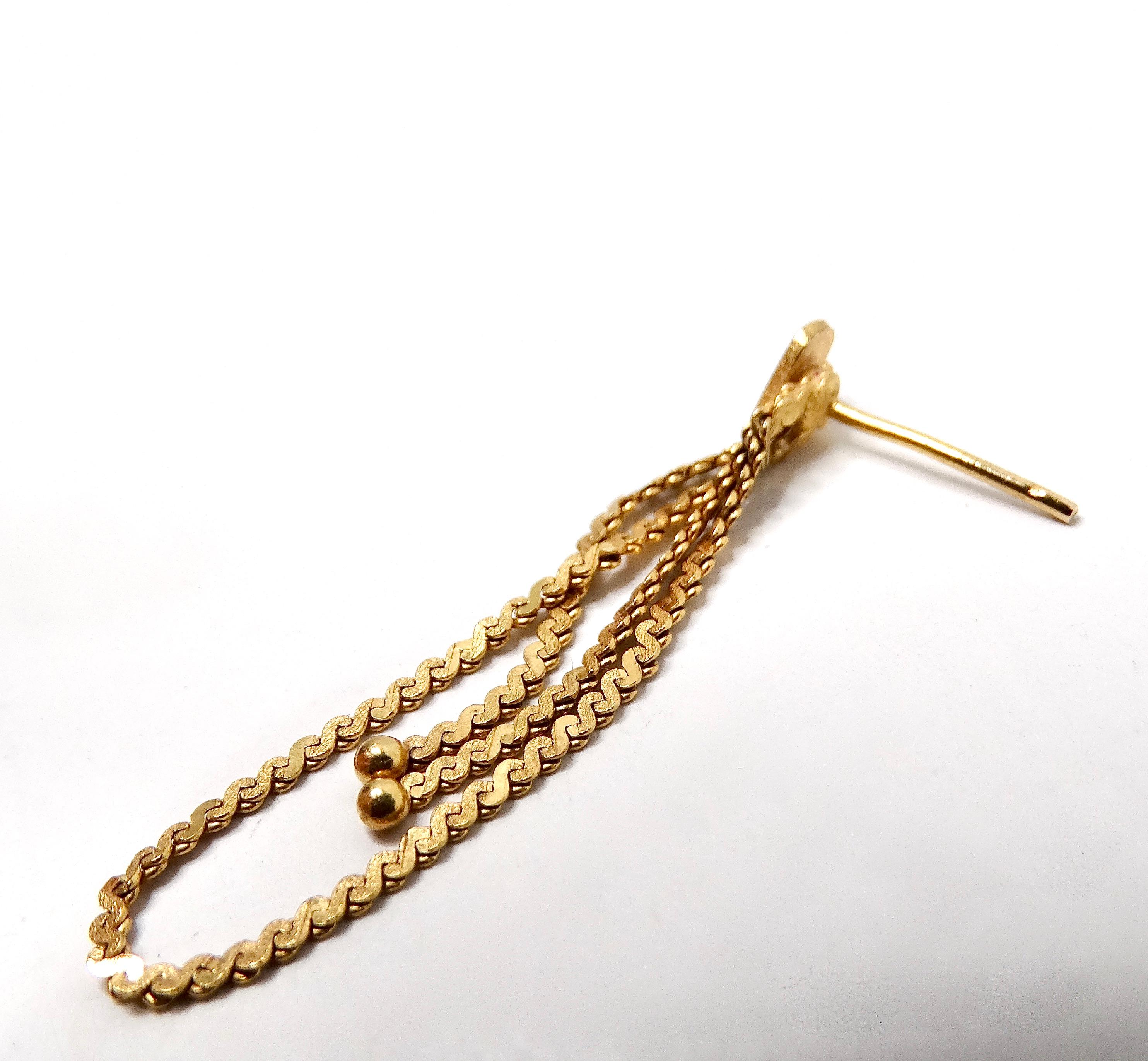 14k Gold Herz S-Kette baumeln Ohrring im Zustand „Gut“ im Angebot in Scottsdale, AZ