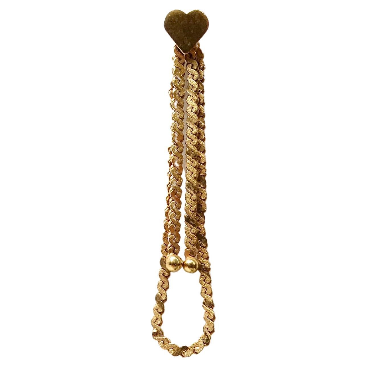 14k Gold Herz S-Kette baumeln Ohrring im Angebot