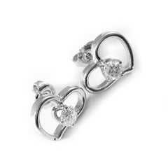 14K Gold Heart-Shaped Diamond Earrings, 0.70ct, Contemporary Design