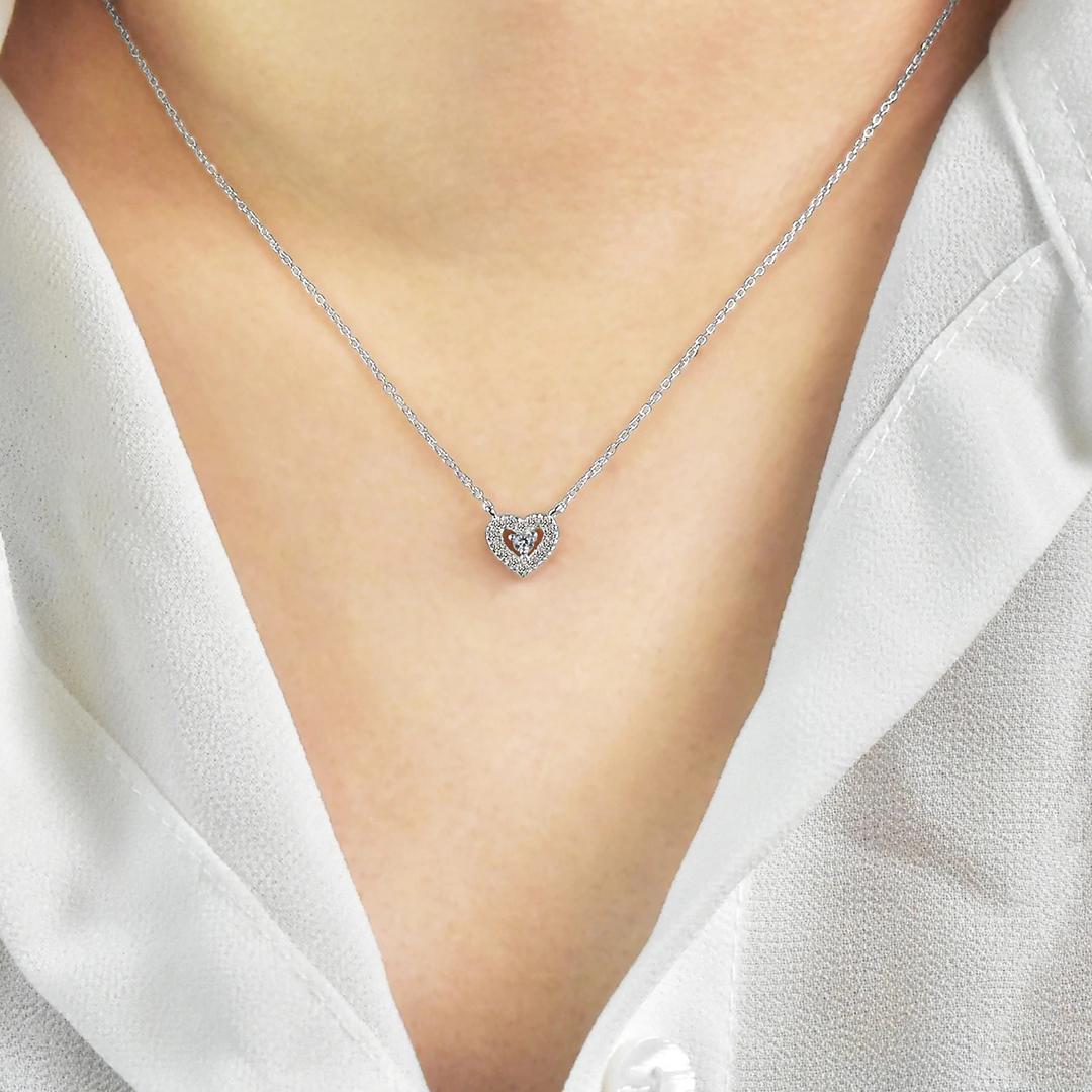 Heart Shaped Diamond Necklace 7.82 mm. x 8.26 mm. is made of 14k solid gold.
Available in three colors of gold, White Gold / Rose Gold / Yellow Gold.

Lightweight and gorgeous natural genuine round cut diamond. Each diamond is hand selected by me to