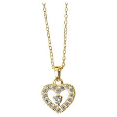 14k Gold Heart Shaped Diamond Necklace Gold Heart Necklace