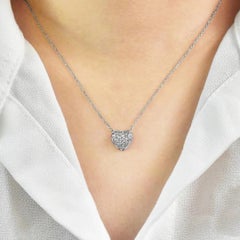 14k Gold Heart Shaped Diamond Necklace, Heart Necklace