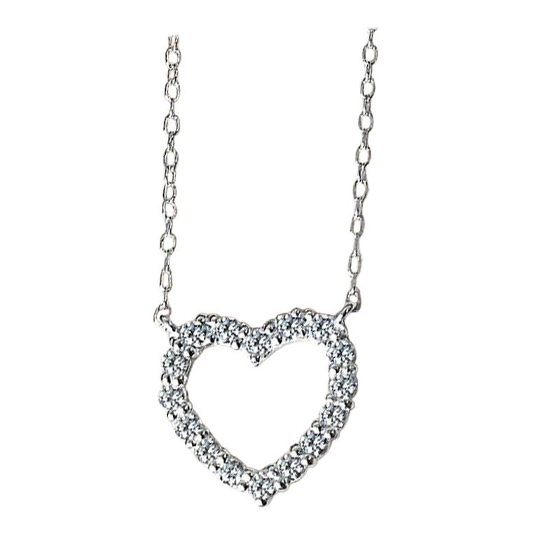 14k Gold Herzförmige Diamant-Halskette mit Herz-Halskette