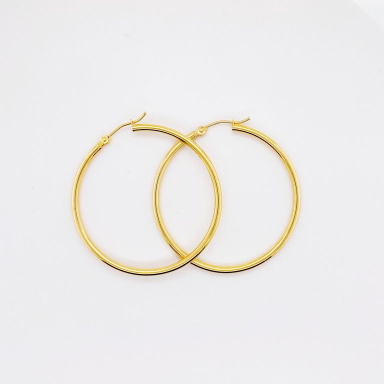 14 Karat Gold Hoop Earrings For Sale at 1stDibs