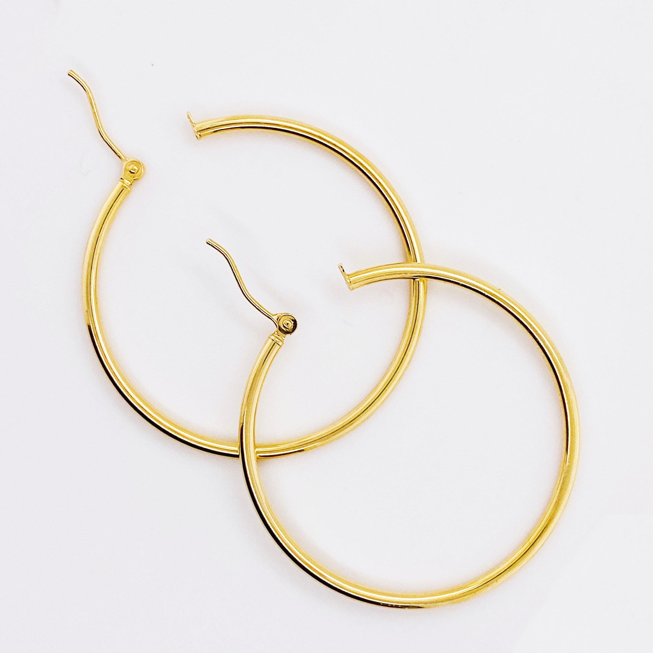 Women's or Men's 14 Karat Gold Hoop Earrings