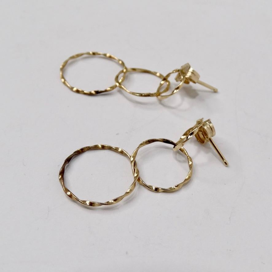 14K Gold Hoop Earrings circa 1980s  In Good Condition For Sale In Scottsdale, AZ