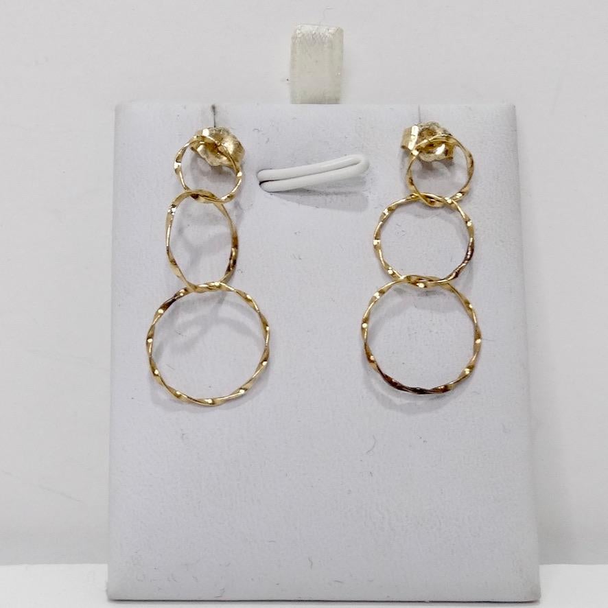 Women's 14K Gold Hoop Earrings circa 1980s  For Sale