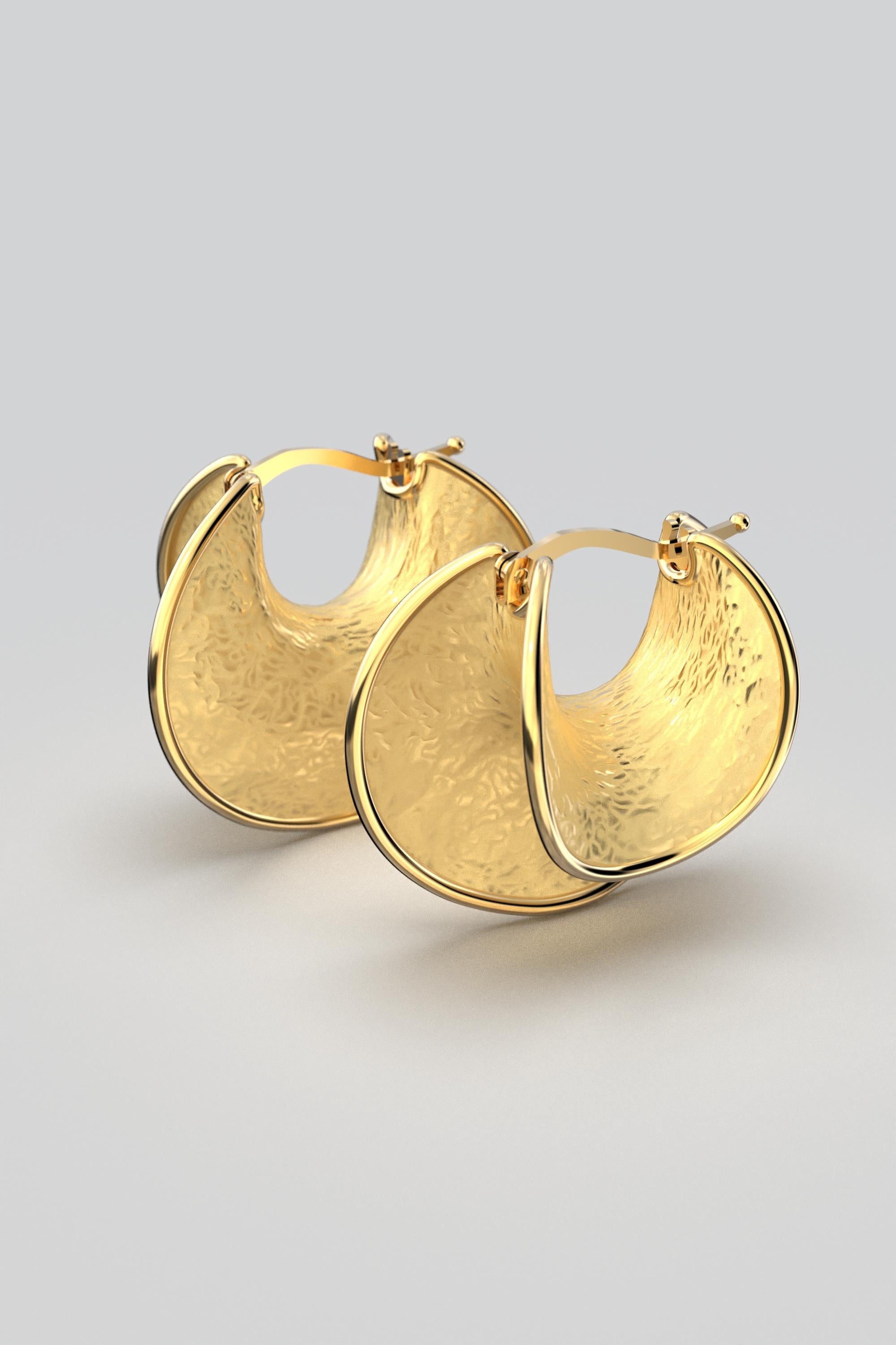 Modern 14k Gold Hoop Earrings Made in Italy by Oltremare Gioielli For Sale