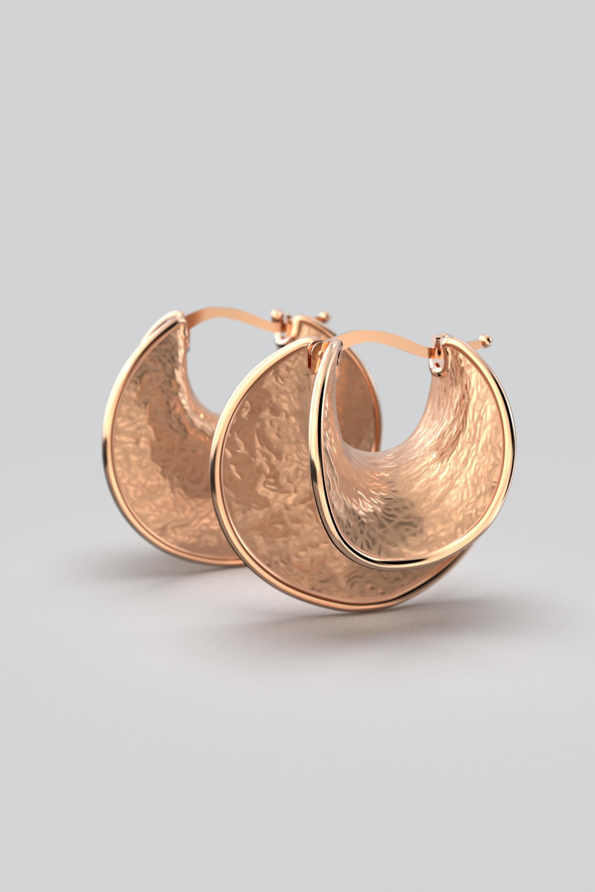 14k Gold Hoop Earrings Made in Italy by Oltremare Gioielli In New Condition For Sale In Camisano Vicentino, VI