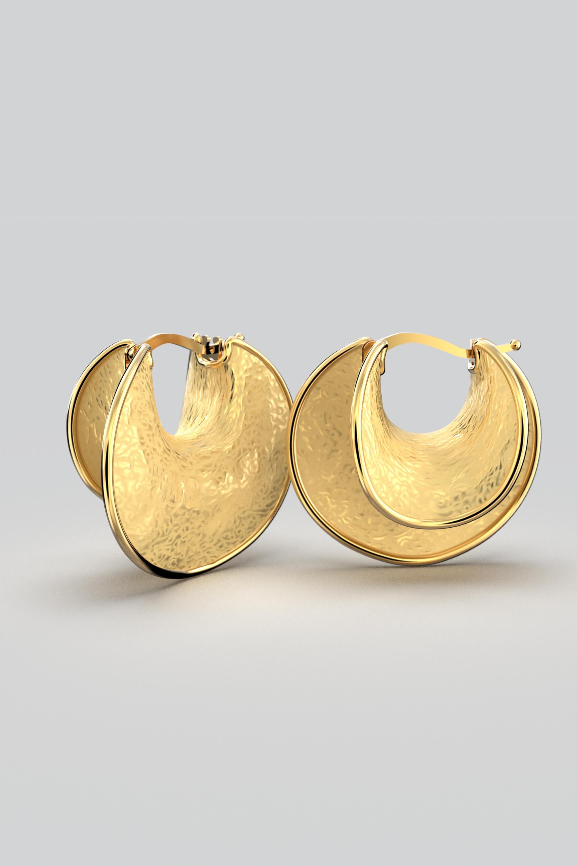 14k Gold Hoop Earrings Made in Italy by Oltremare Gioielli For Sale 4