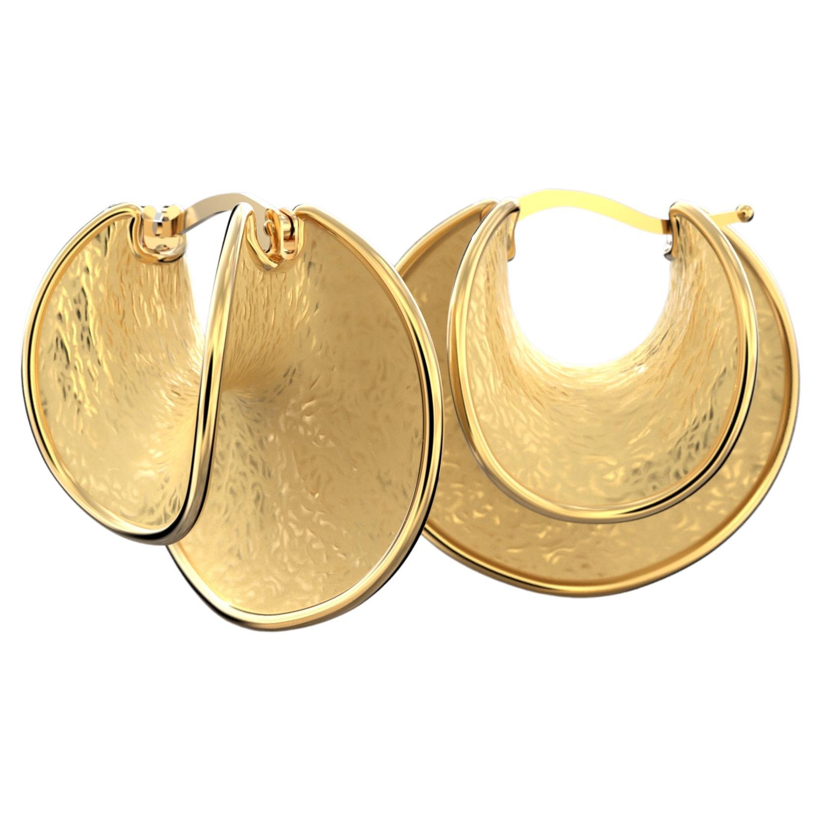 14k Gold Hoop Earrings Made in Italy by Oltremare Gioielli For Sale