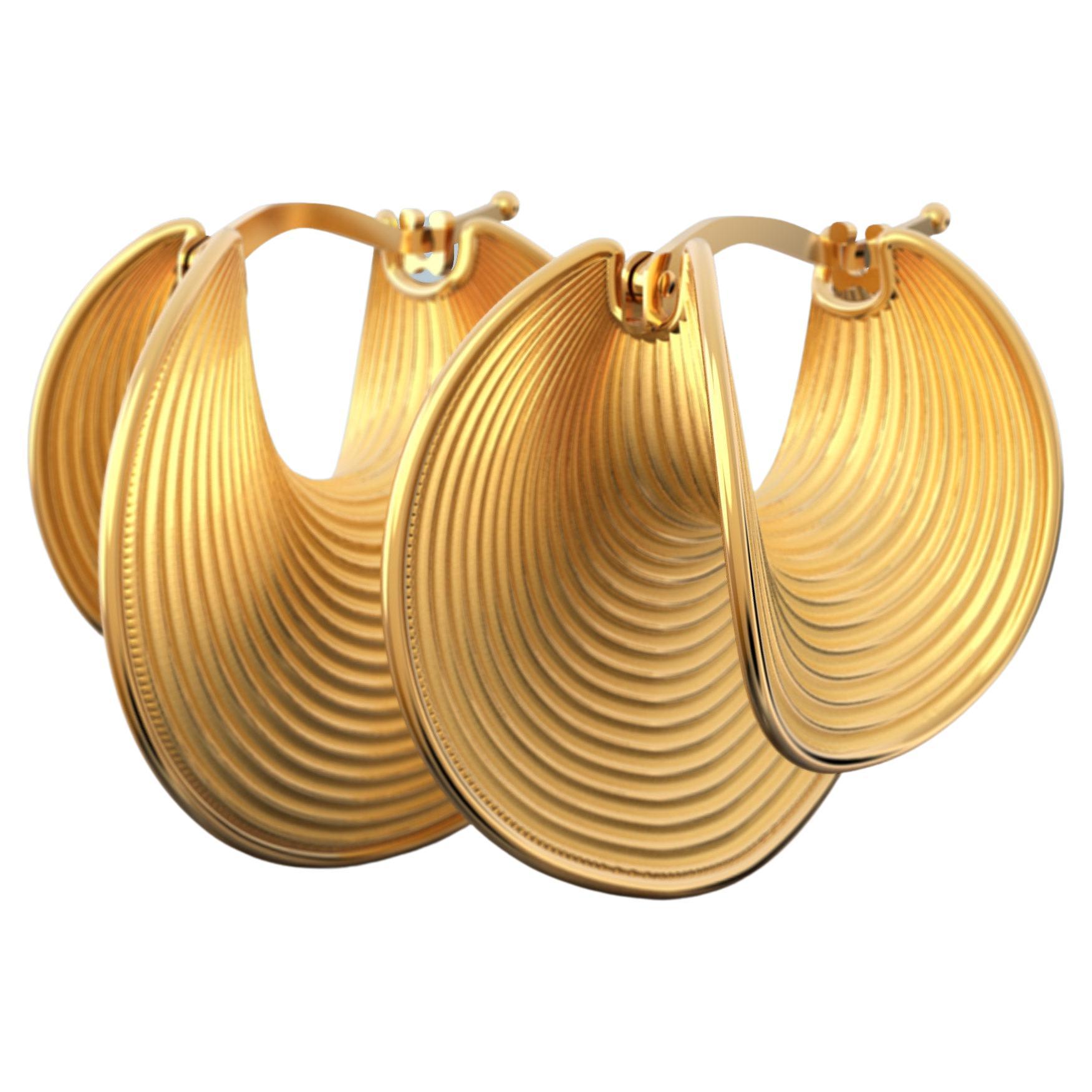 14k Gold Hoop Earrings, Oltremare Gioielli Gold Earrings Made in Italy