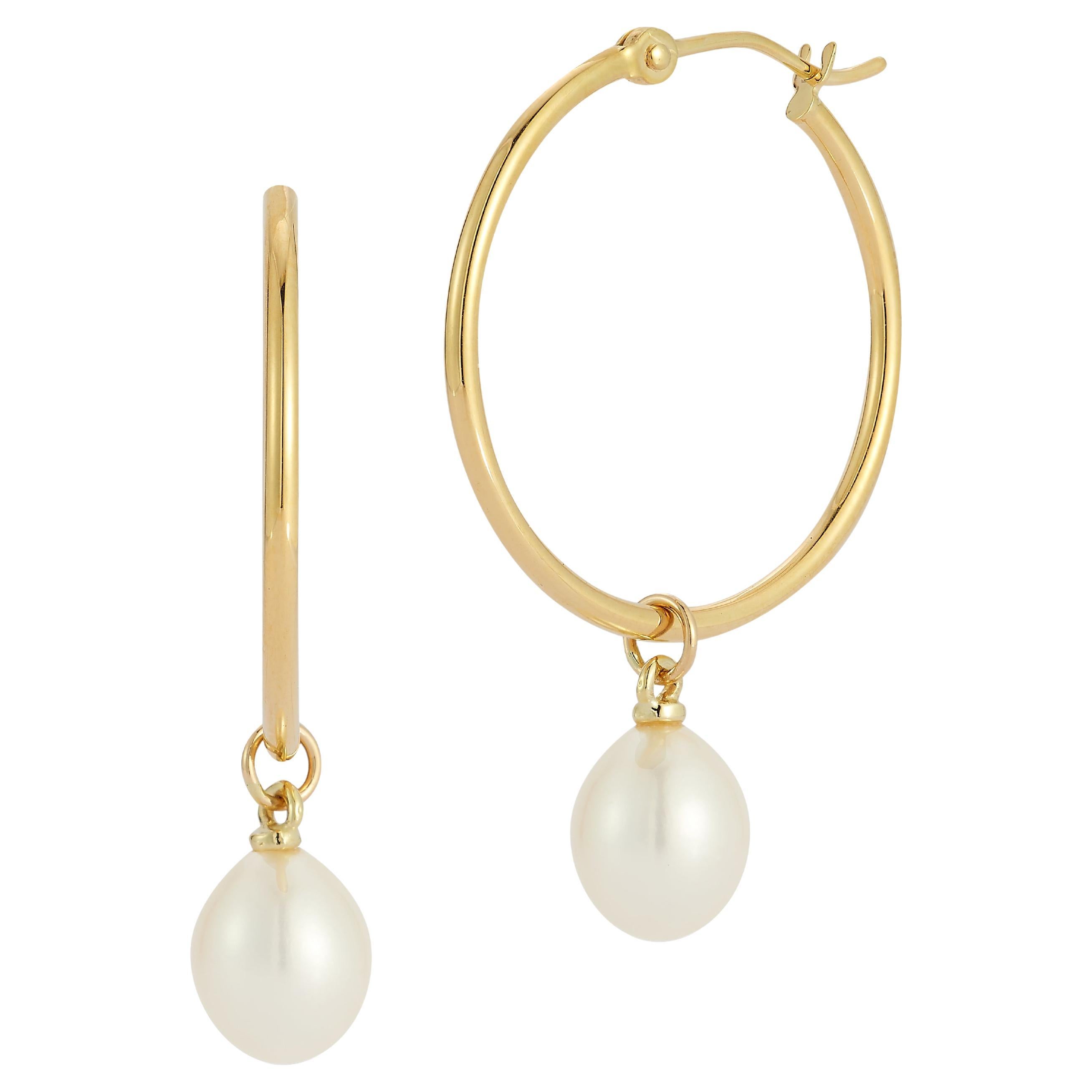 Boucles d
oreilles en or 14K avec goutte de perles de culture