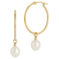 Boucles d
oreilles en or 14K avec goutte de perles de culture