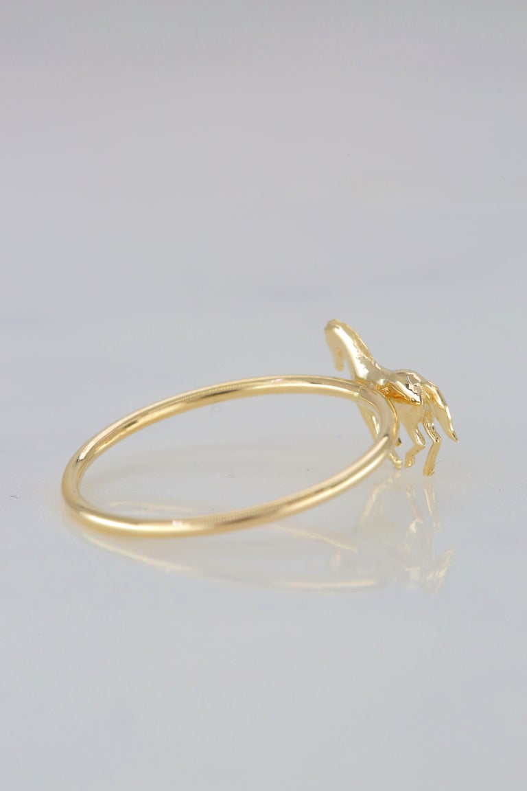 For Sale:  14K Gold Horse Ring, Pinky Horse Ring, 14K Gold Horse Animal Ring 6