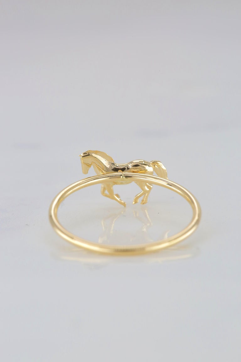For Sale:  14K Gold Horse Ring, Pinky Horse Ring, 14K Gold Horse Animal Ring 7