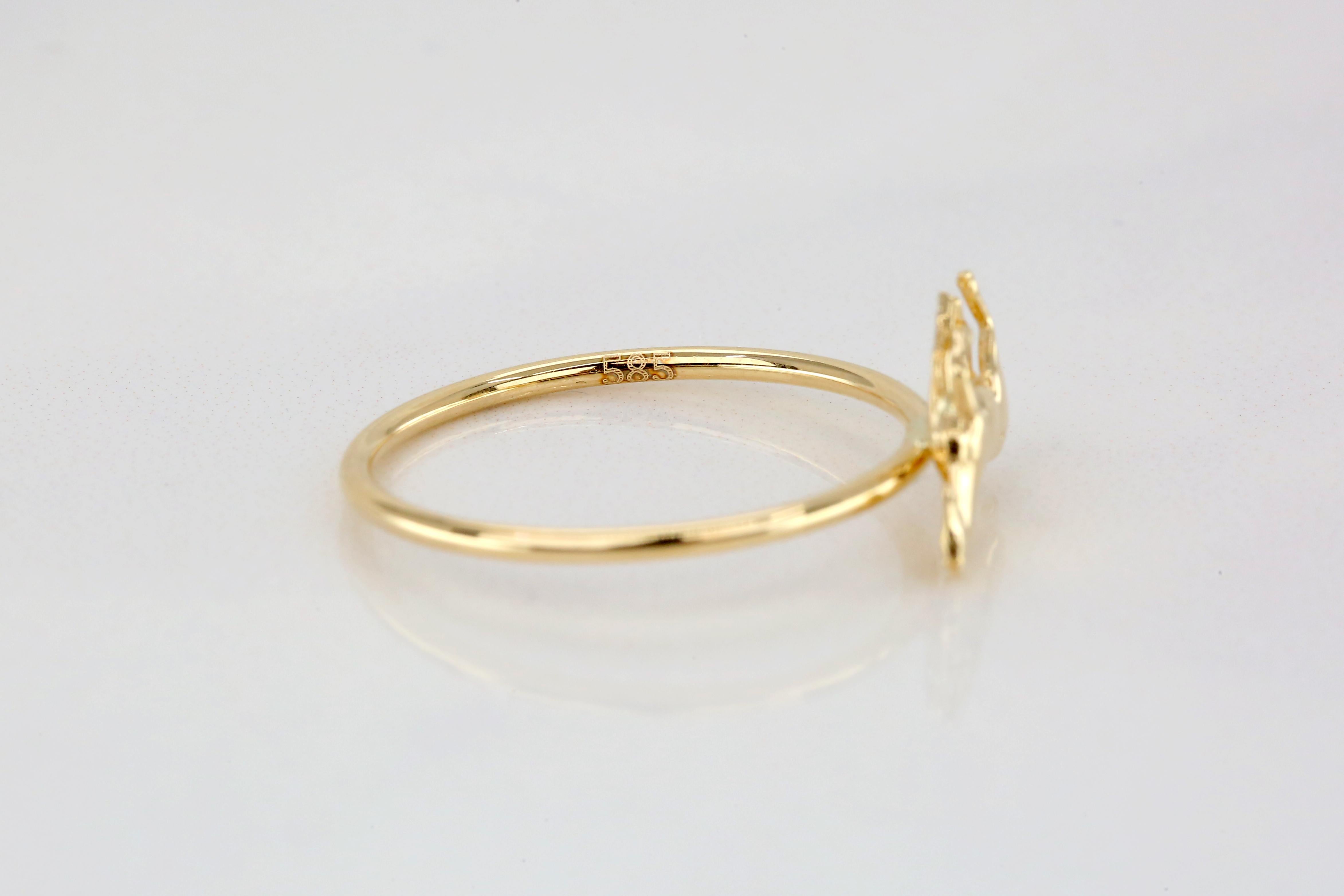 For Sale:  14K Gold Horse Ring, Pinky Horse Ring, 14K Gold Horse Animal Ring 8