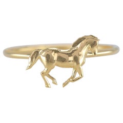 14K Gold Pferdring, rosafarbener Pferdring, 14K Gold Pferd-Tierring