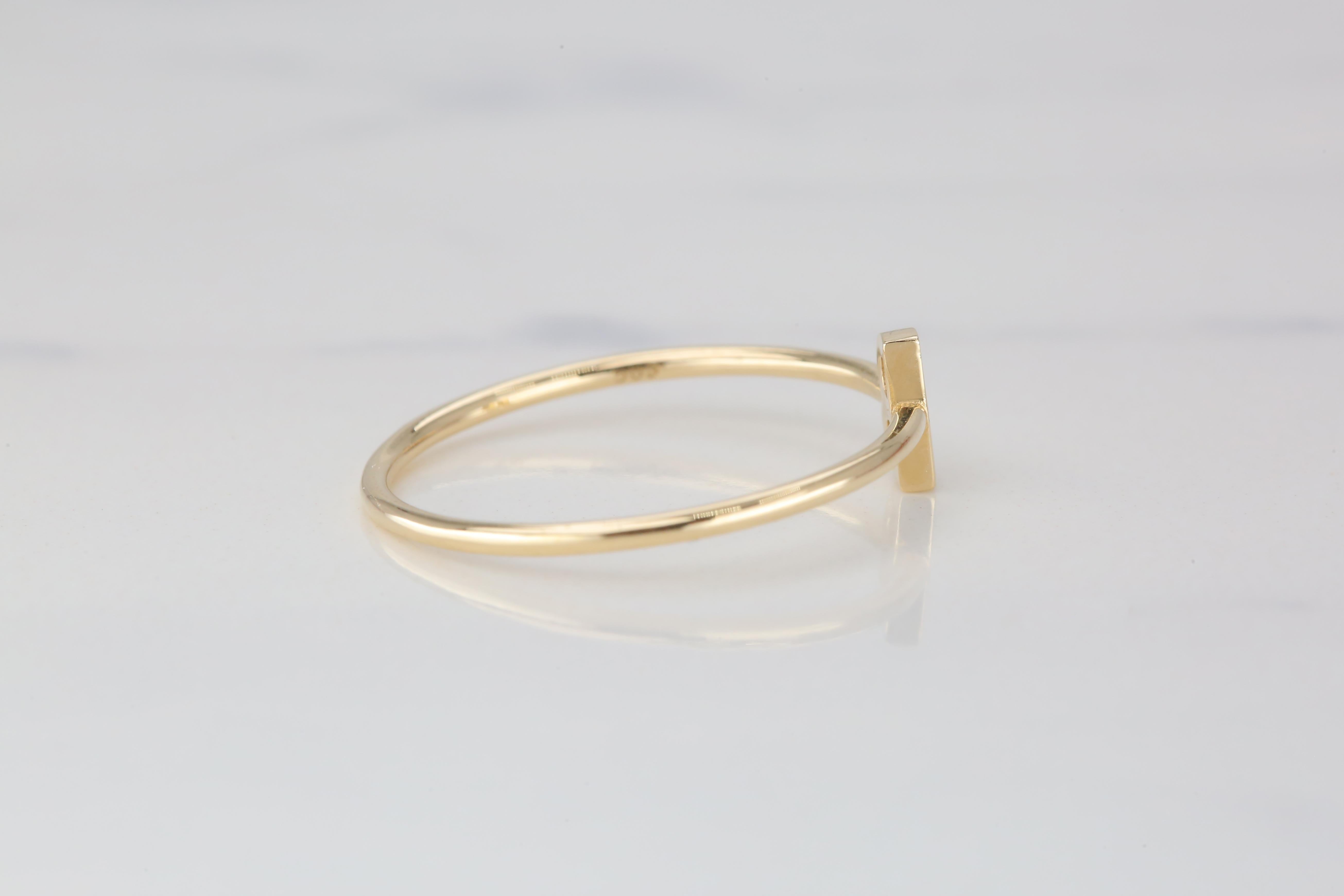 For Sale:  14K Gold Initial B Letter Ring, Personalized Initial Letter Ring 7