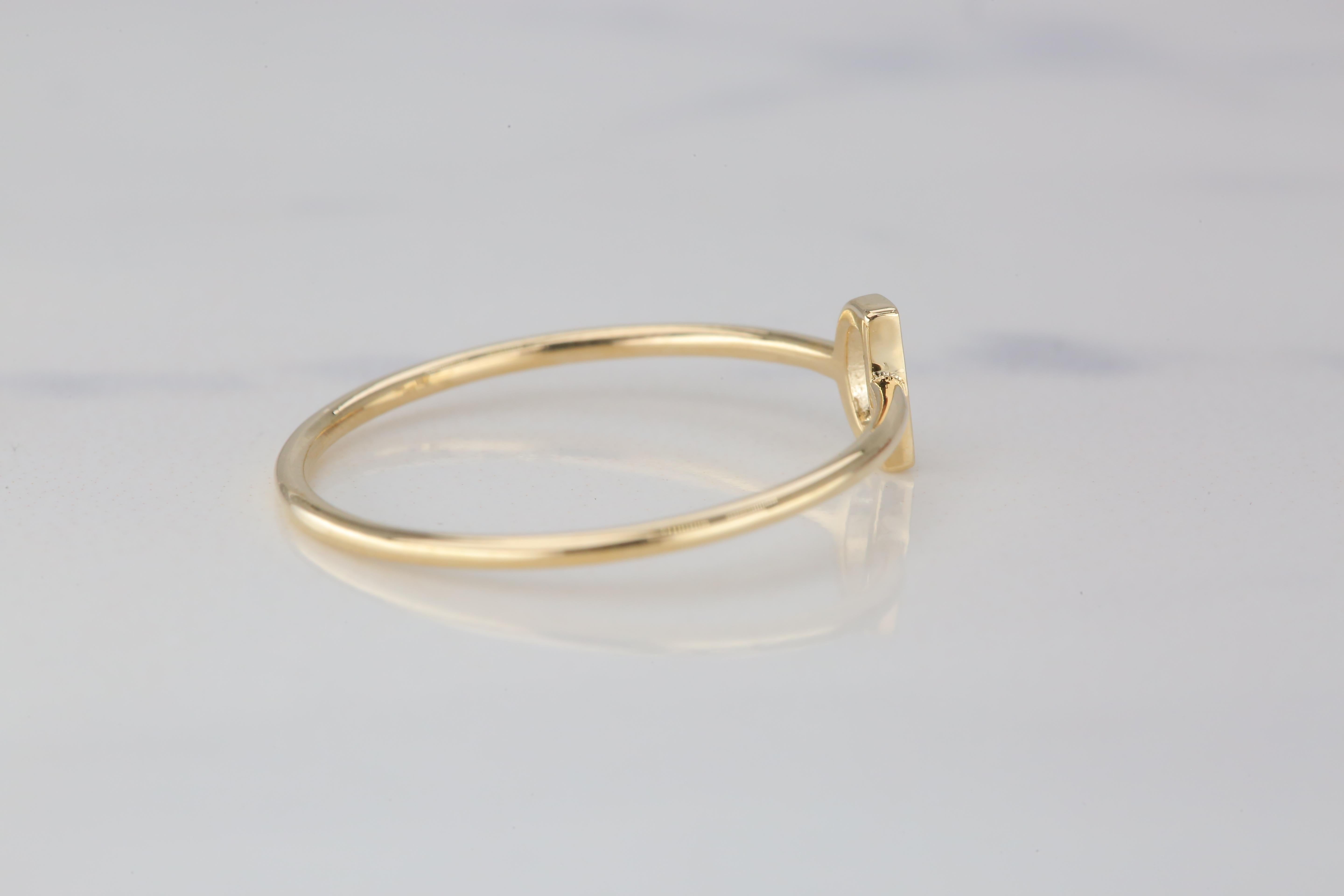 For Sale:  14K Gold Initial D Letter Ring, Personalized Initial Letter Ring 5
