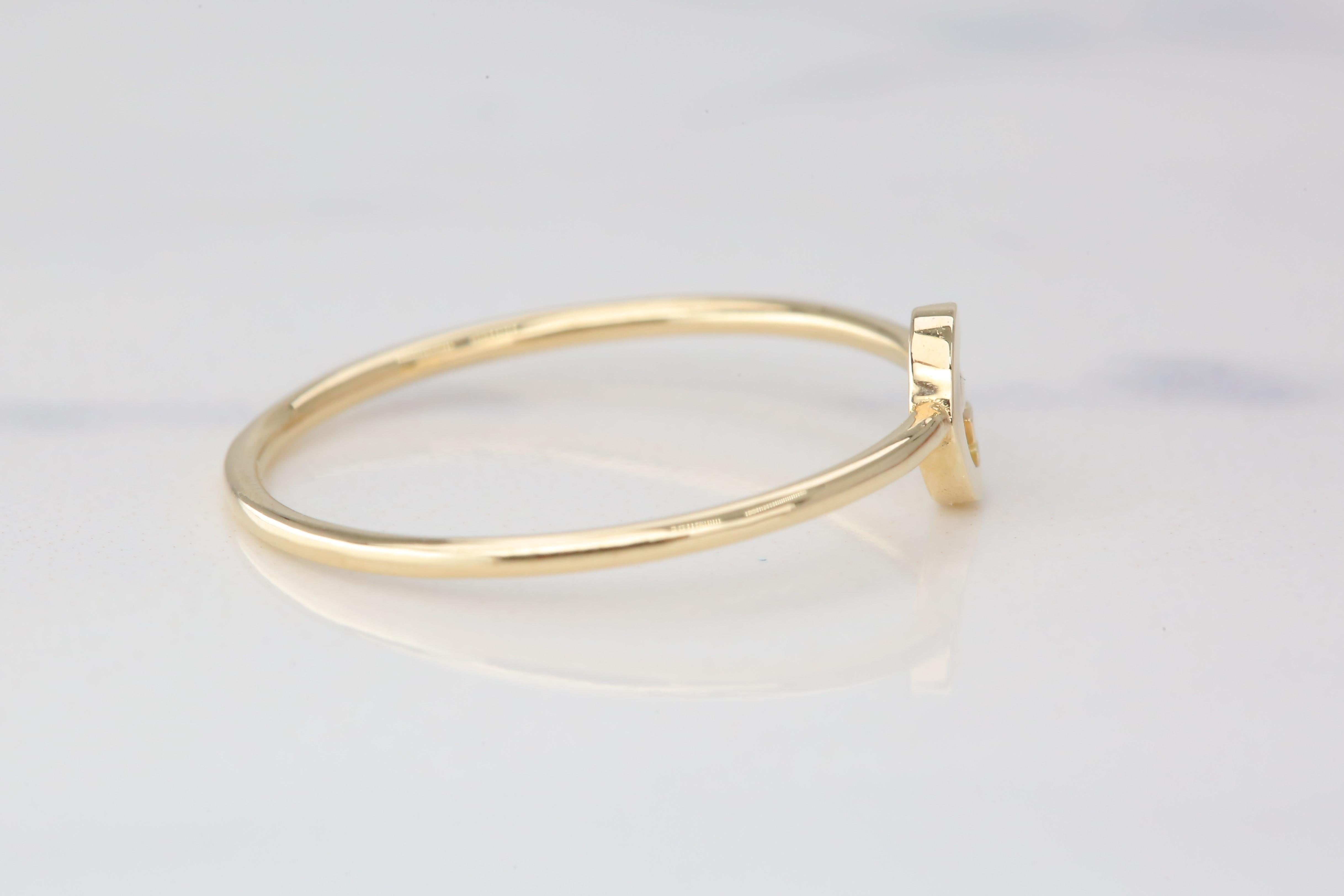 For Sale:  14K Gold Initial G Letter Ring, Personalized Initial Letter Ring 5