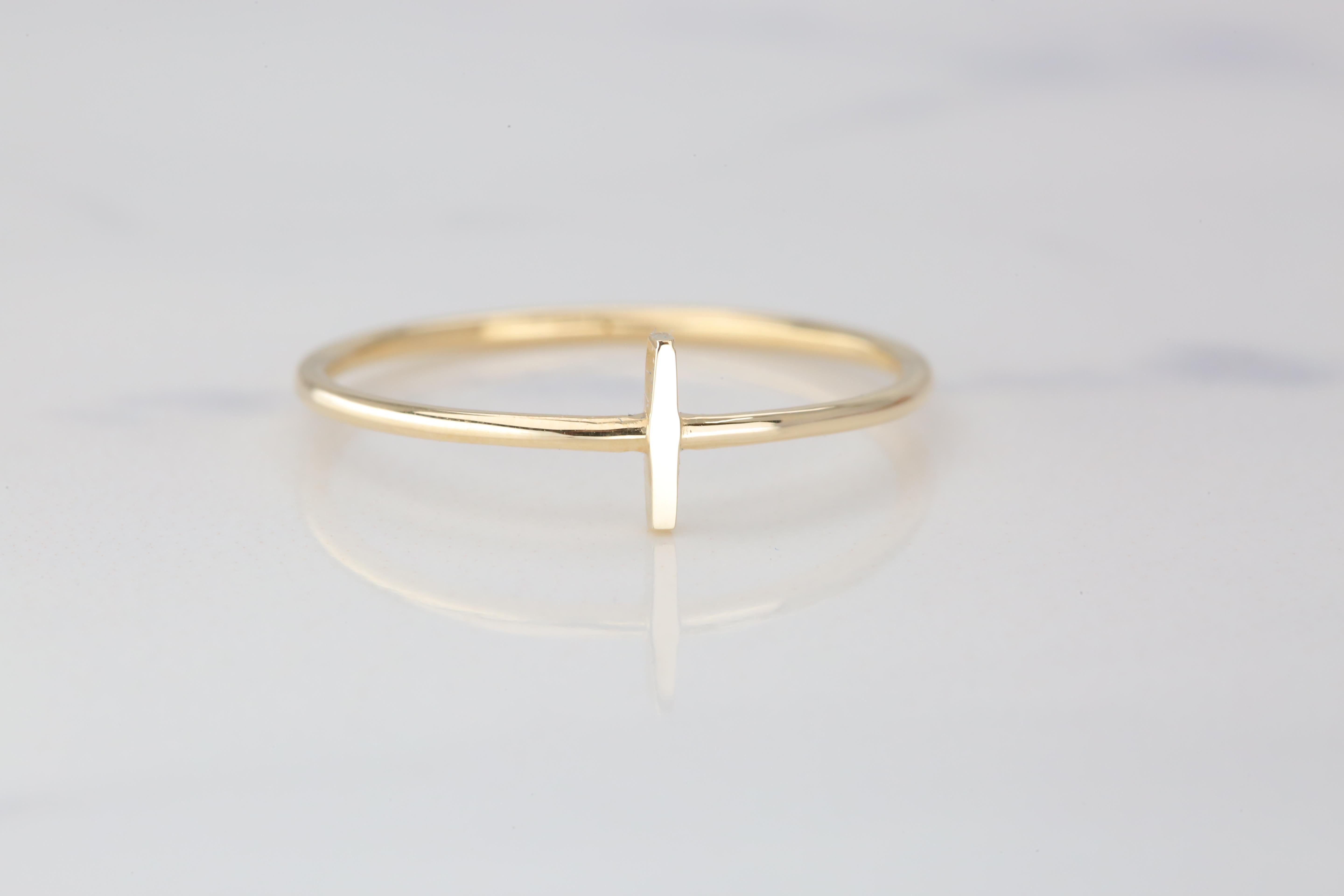 For Sale:  14K Gold Initial İ Letter Ring, Personalized Initial Letter Ring 4