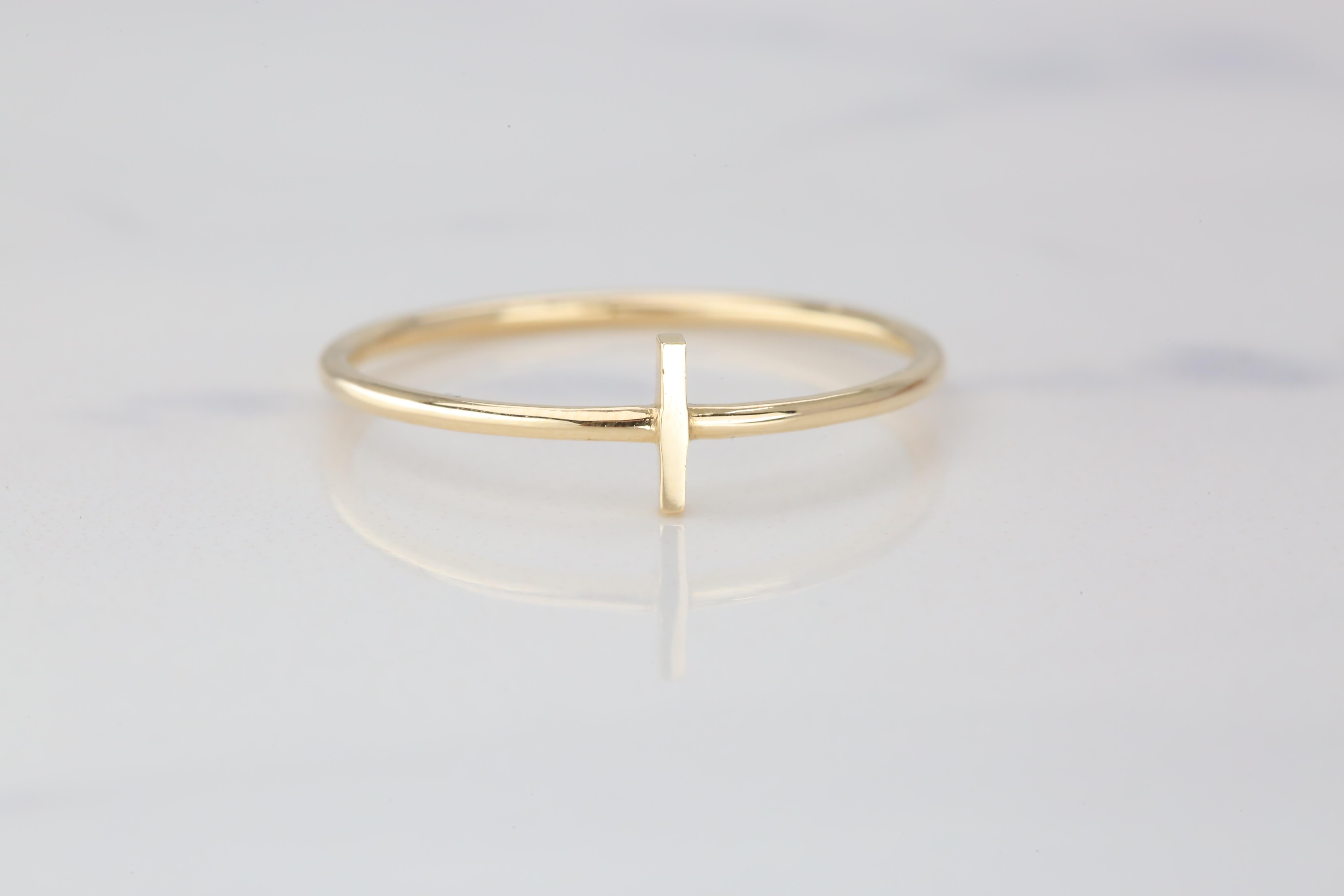 For Sale:  14K Gold Initial I Letter Ring, Personalized Initial Letter Ring 5