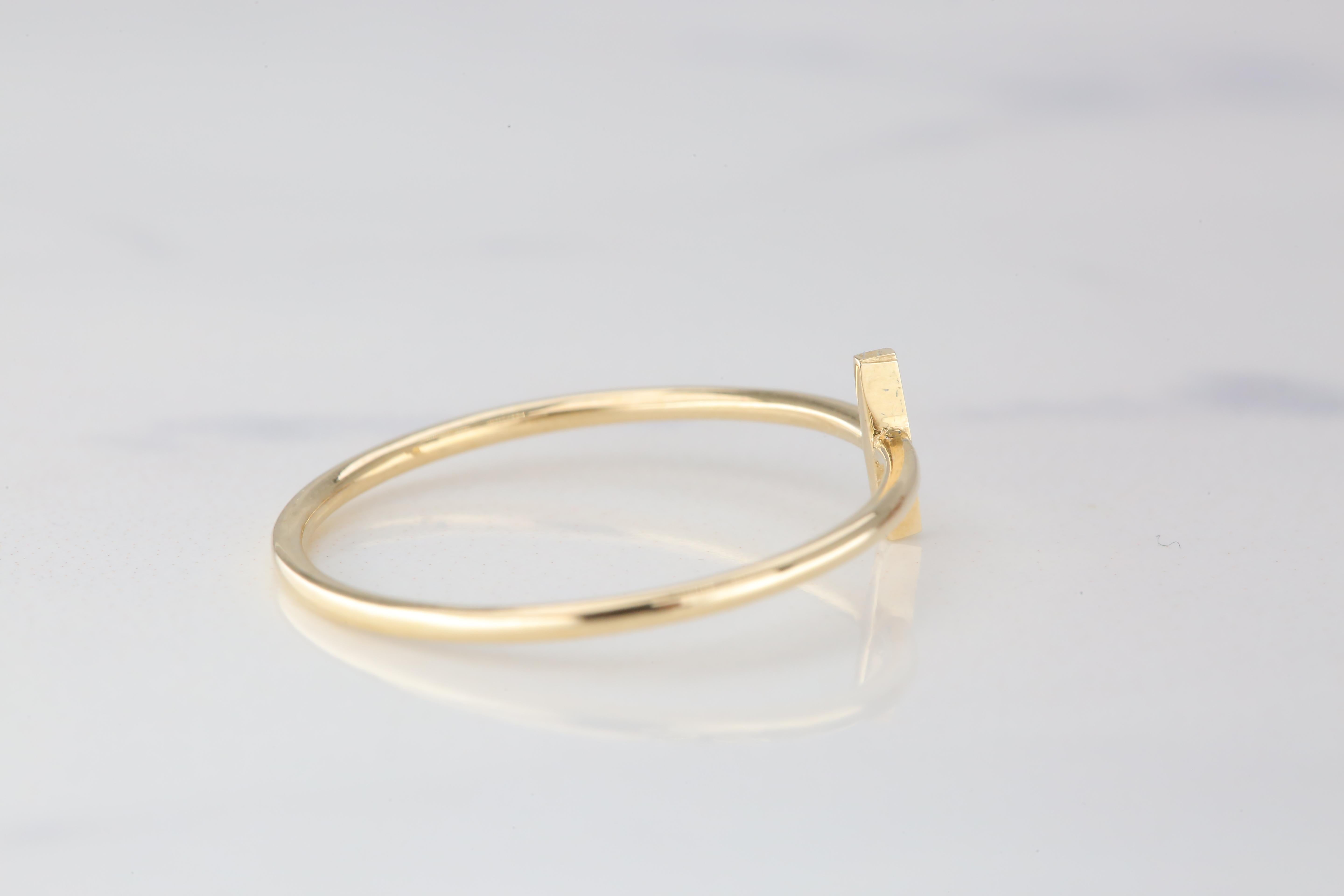 For Sale:  14K Gold Initial İ Letter Ring, Personalized Initial Letter Ring 5