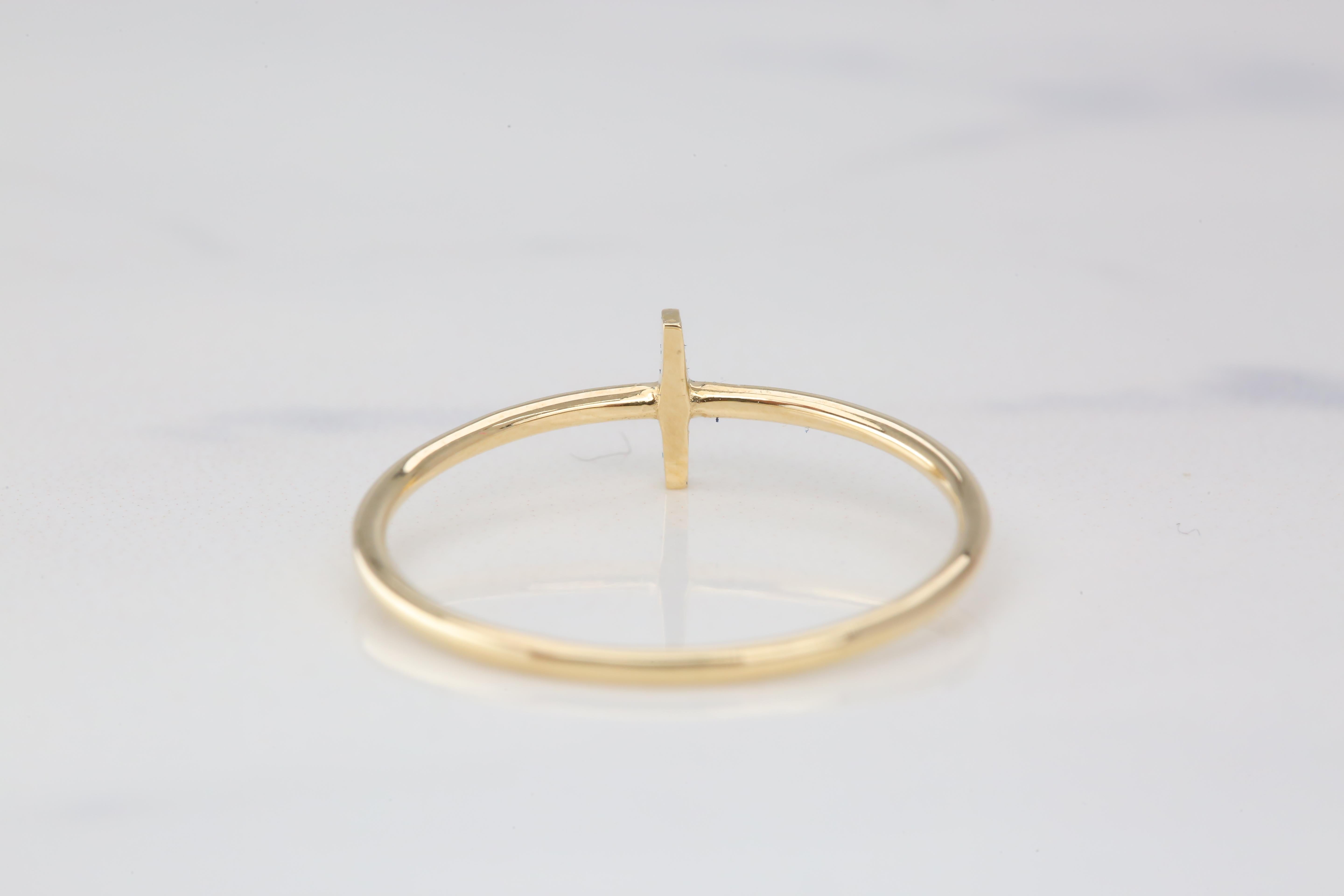 For Sale:  14K Gold Initial İ Letter Ring, Personalized Initial Letter Ring 6