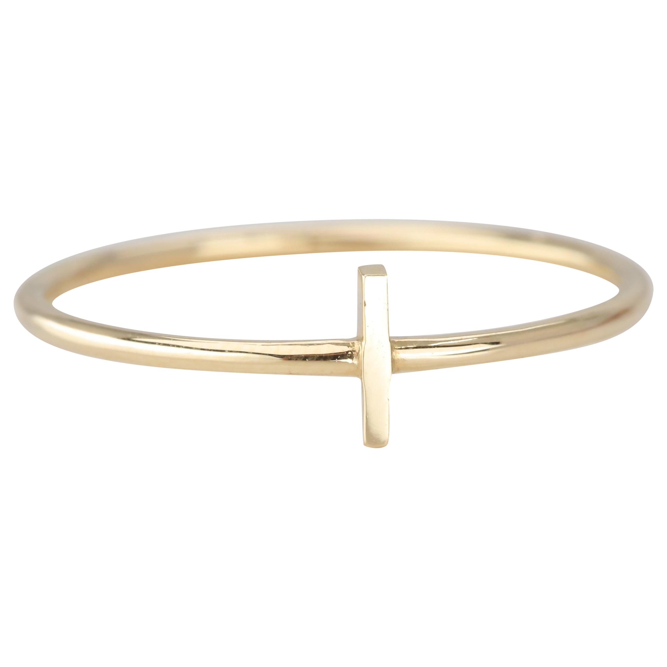 Im Angebot: 14K Gold Initial I Briefring, personalisierter Initial-Briefring ()
