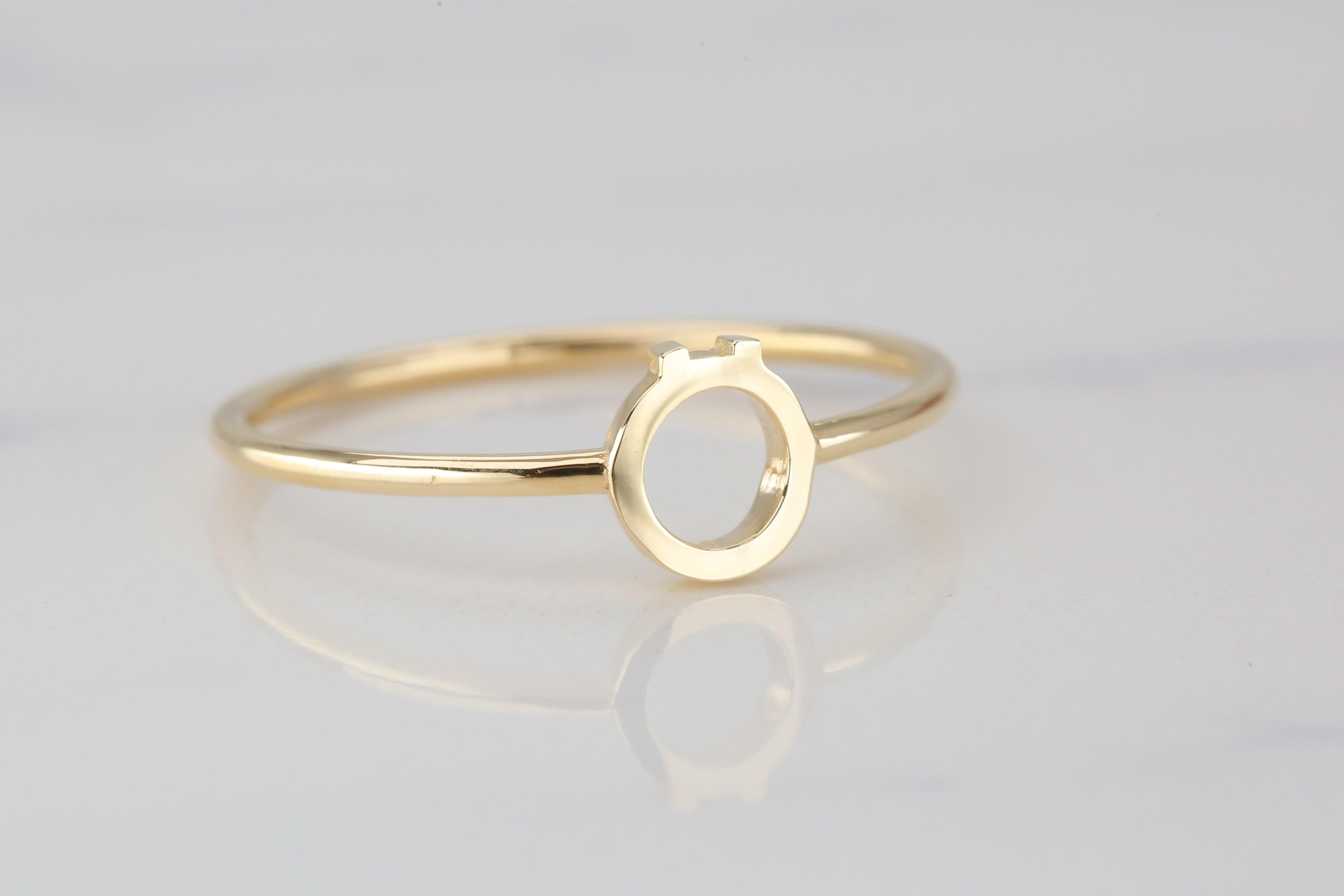 For Sale:  14K Gold Initial Ö Letter Ring, Personalized Initial Letter Ring 3