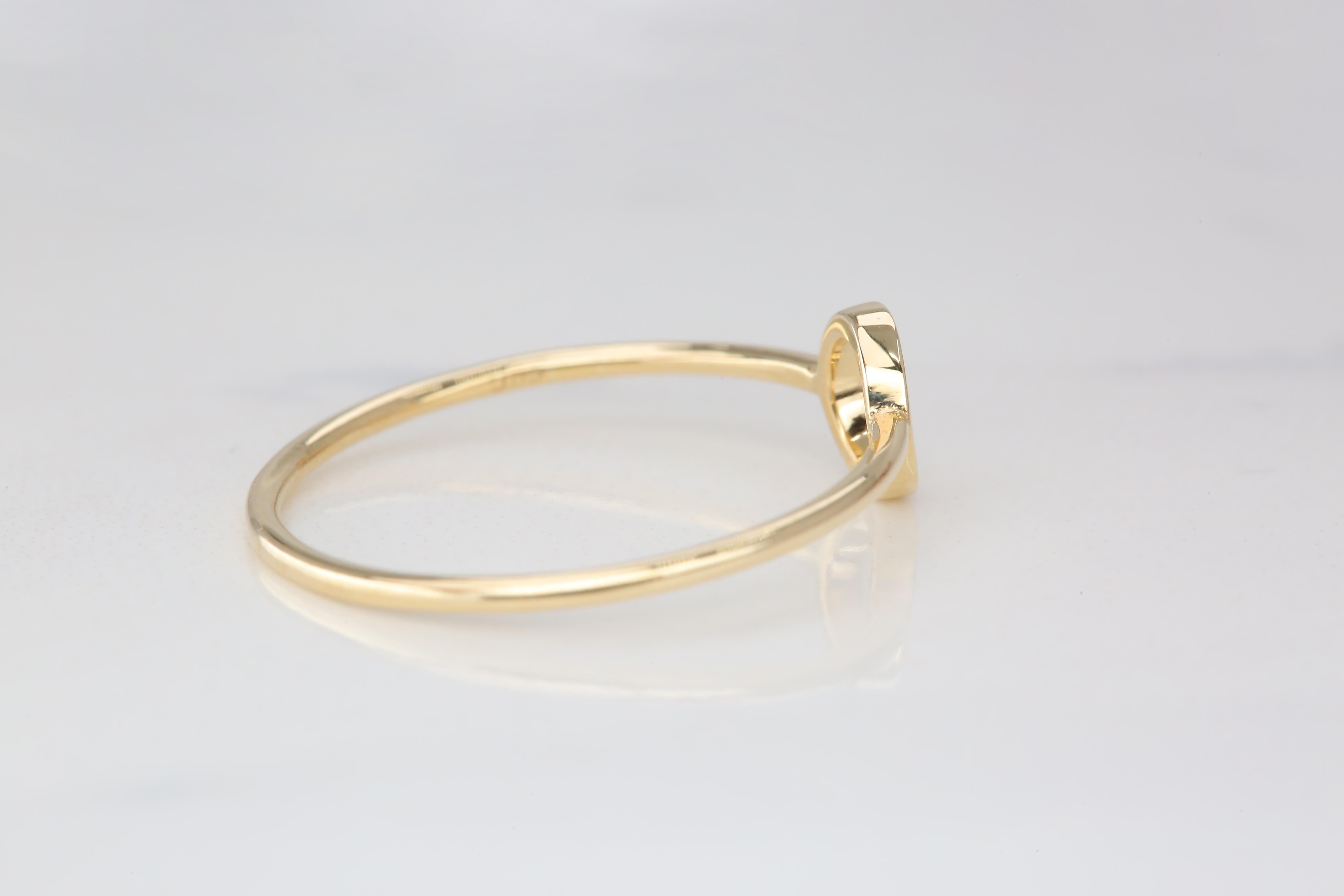 14K Gold Initial O Letter Ring, Personalized Initial Letter Ring 4