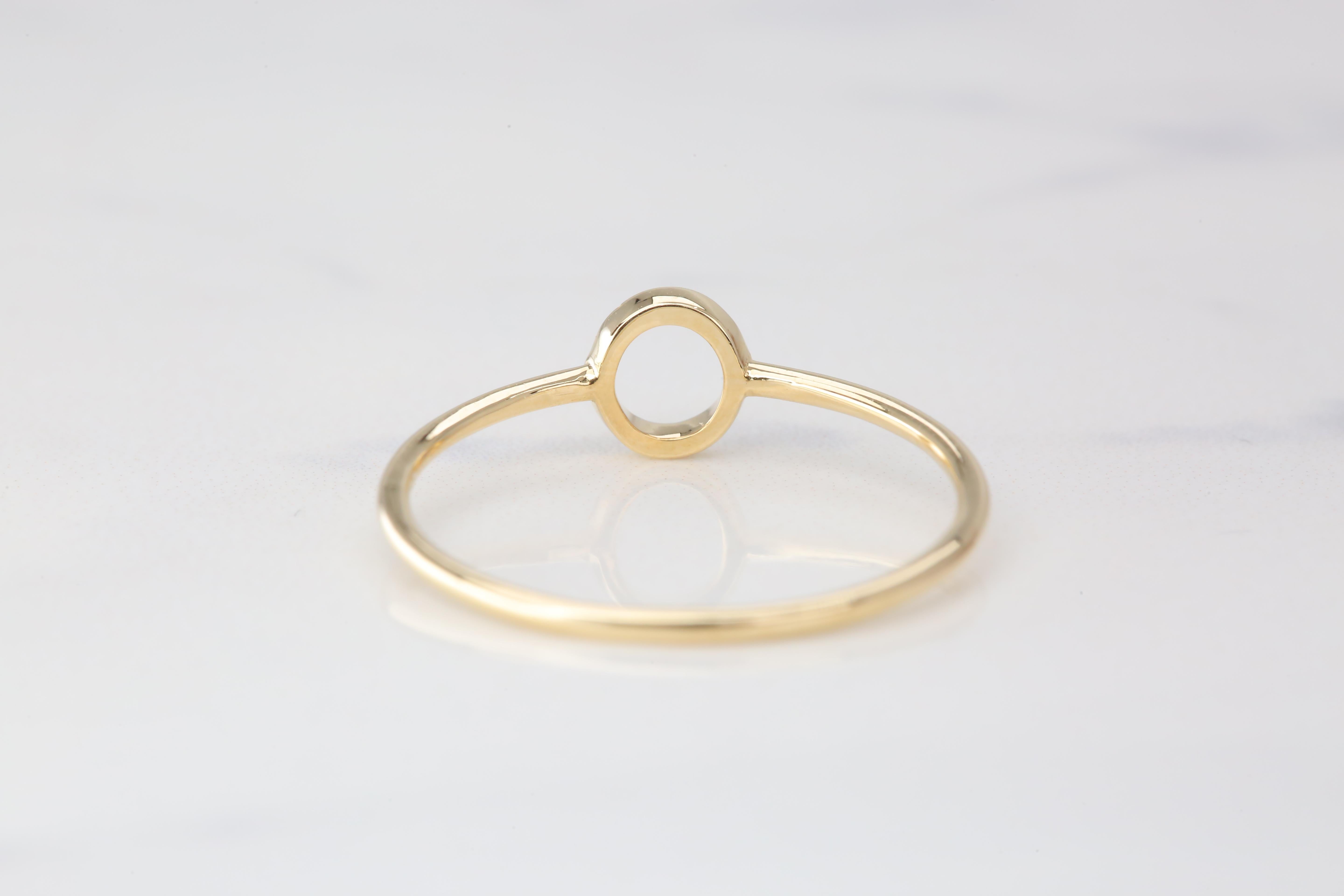 14K Gold Initial O Letter Ring, Personalized Initial Letter Ring 5