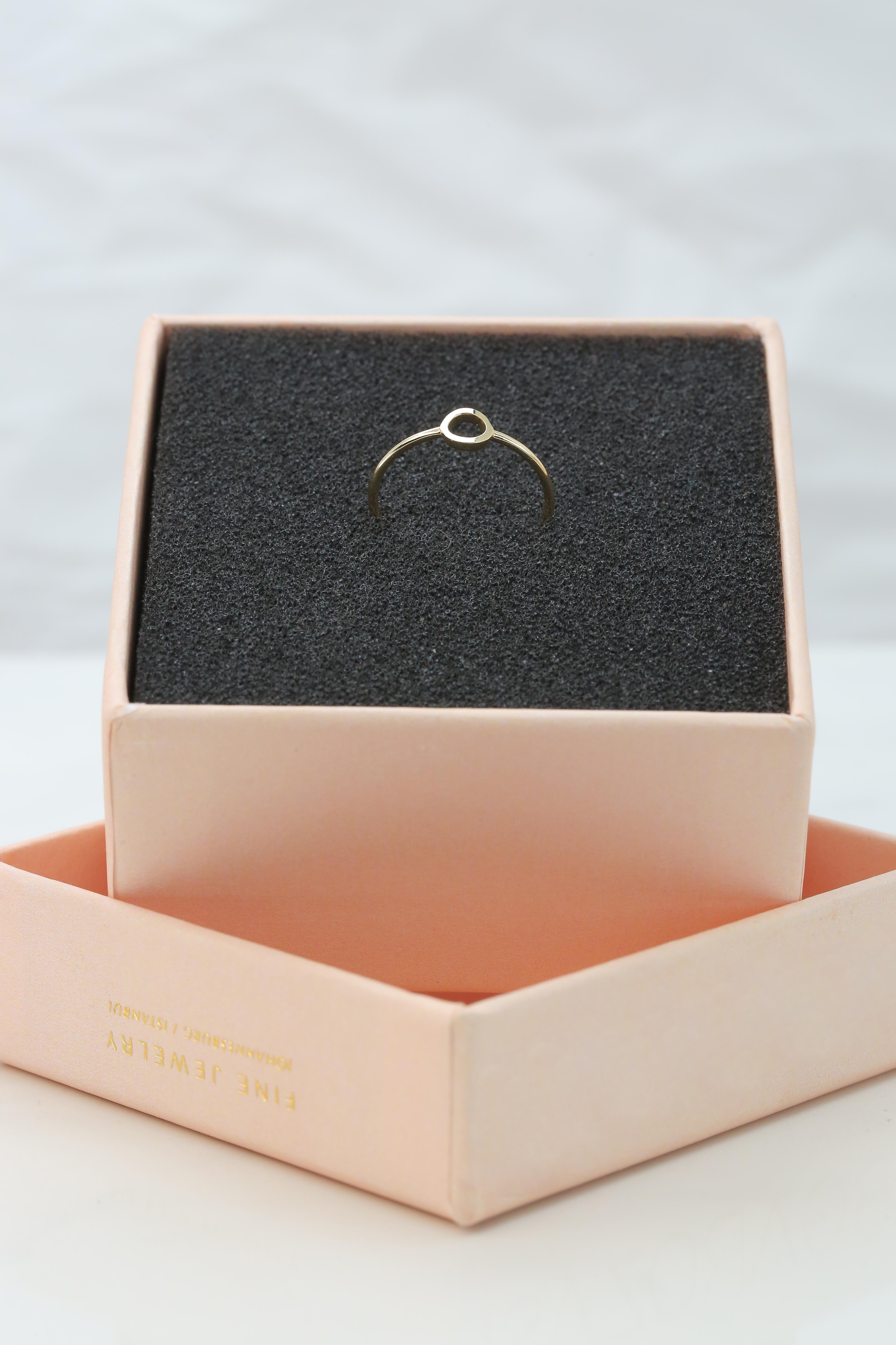 14K Gold Initial O Letter Ring, Personalized Initial Letter Ring 6