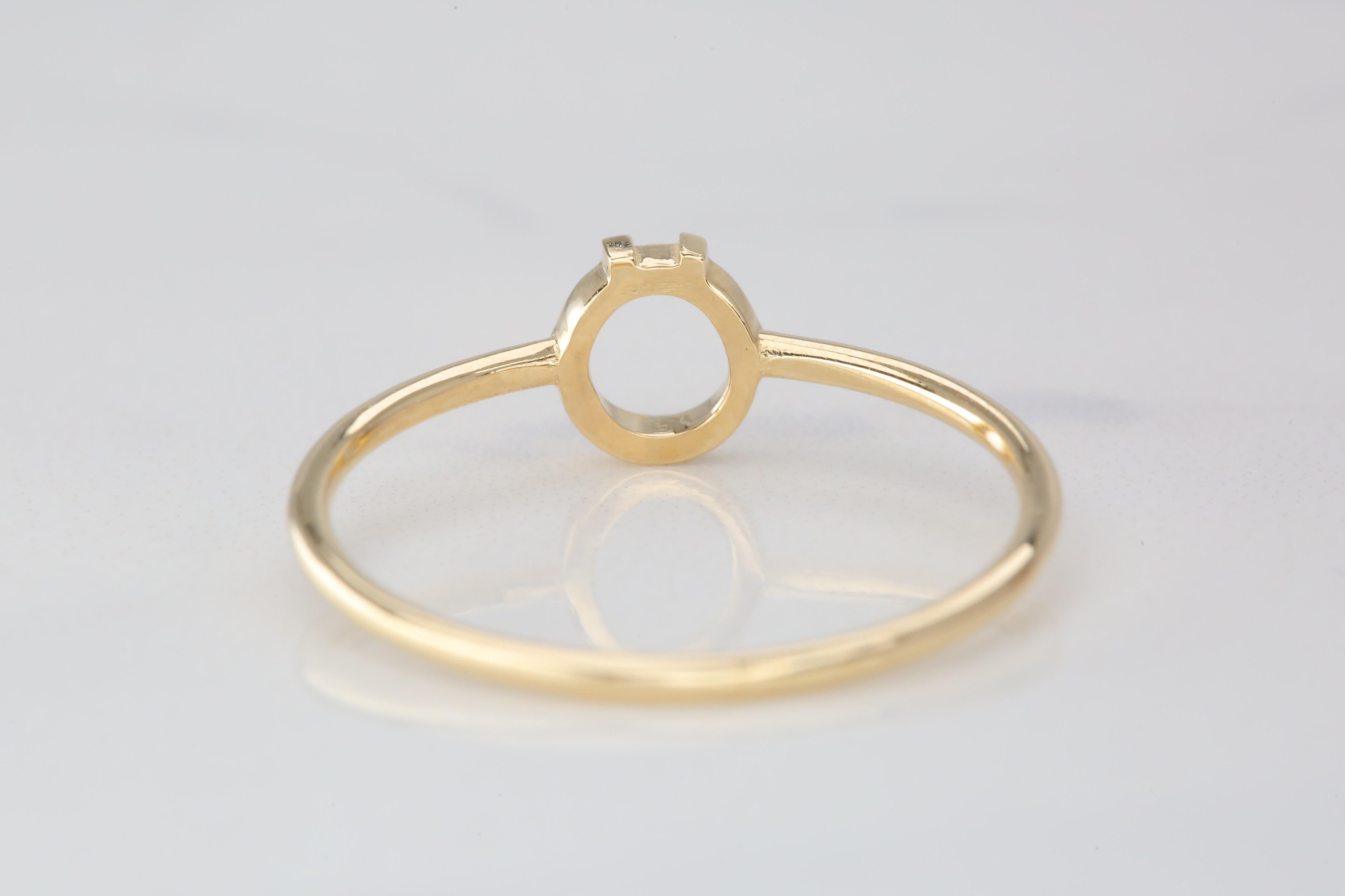 For Sale:  14K Gold Initial Ö Letter Ring, Personalized Initial Letter Ring 6