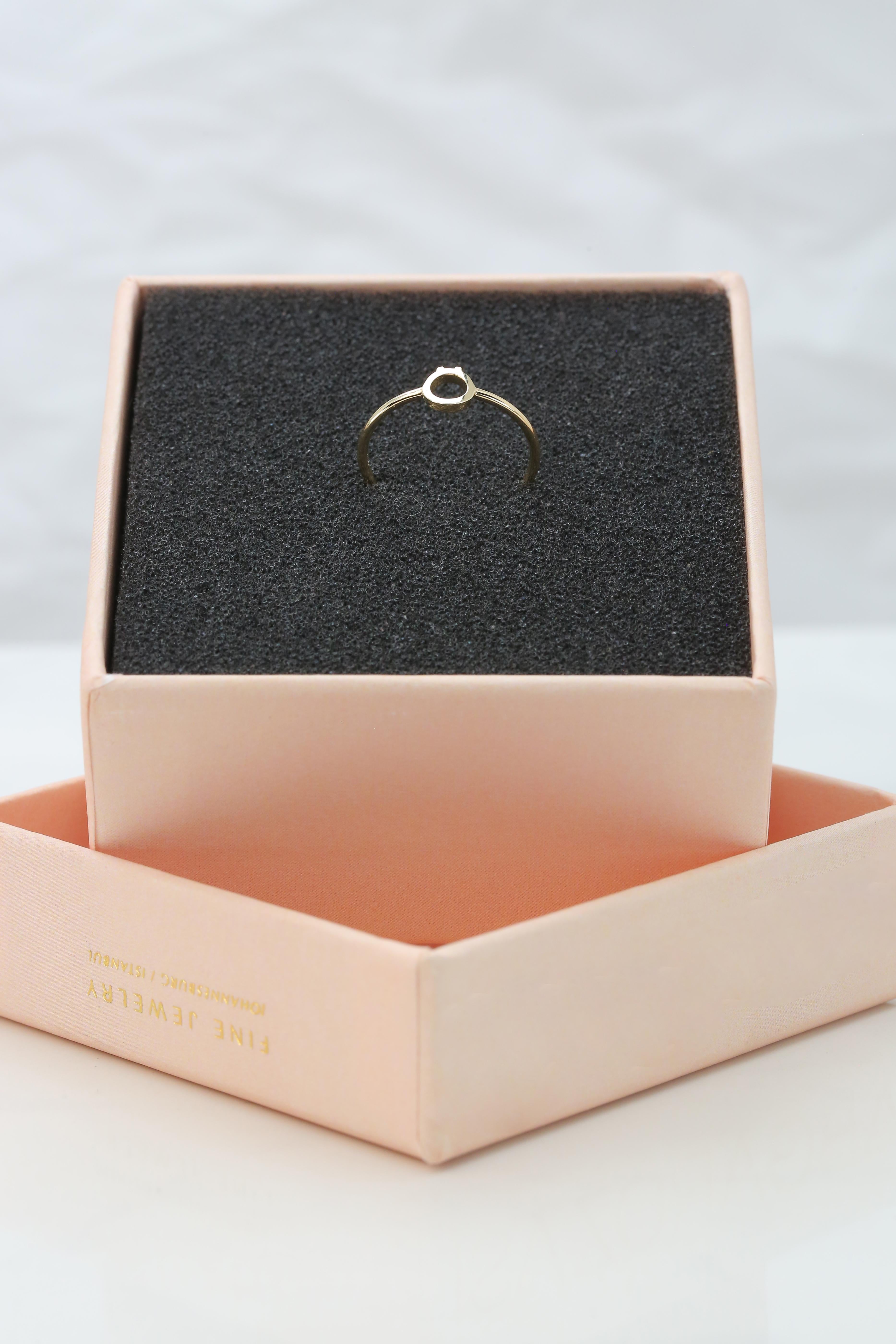 For Sale:  14K Gold Initial Ö Letter Ring, Personalized Initial Letter Ring 7