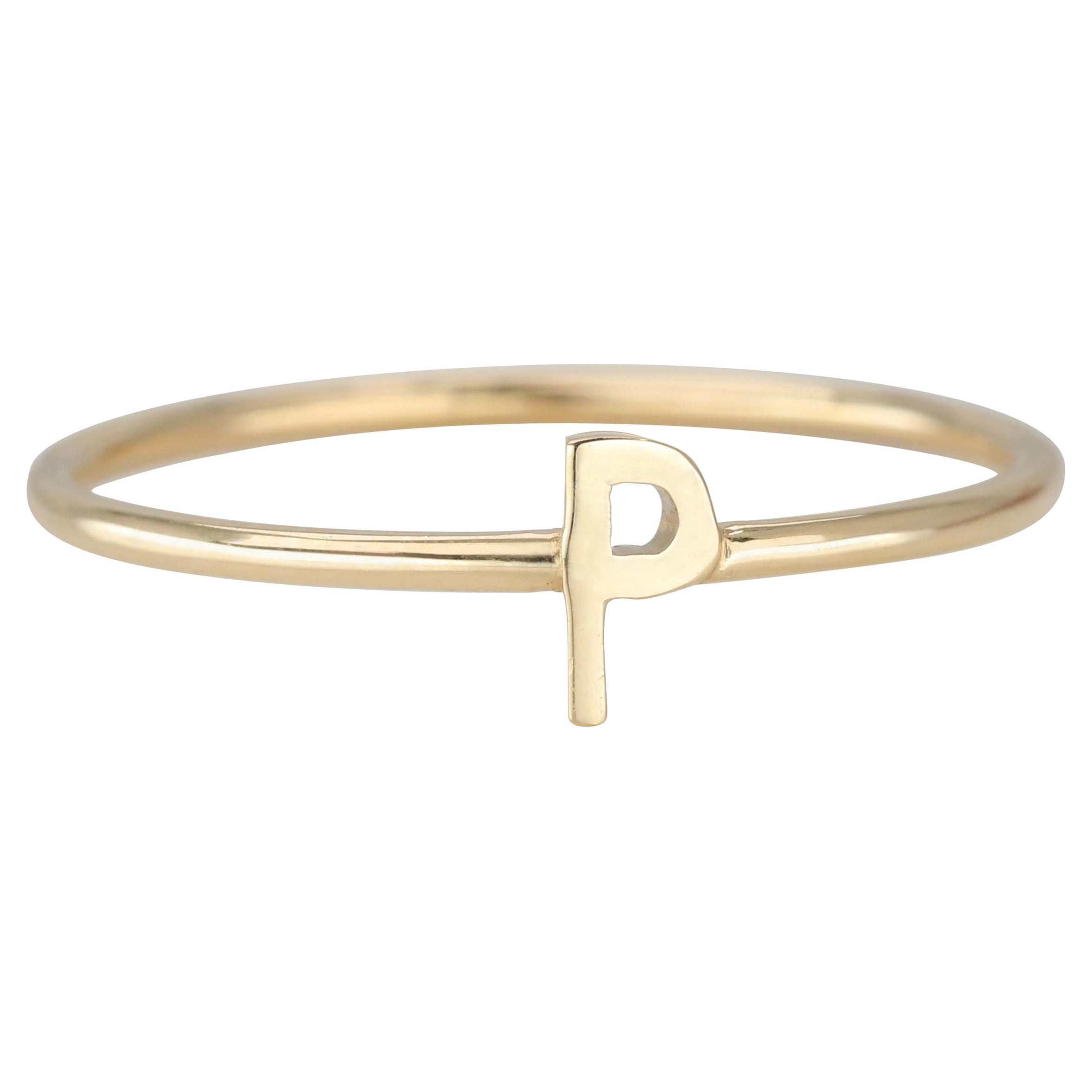 14K Gold Initial P Briefring, personalisierter Anfangs-Briefring ()