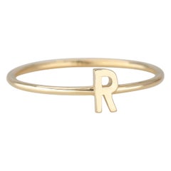 Anillo Letra Inicial R Oro 14K, Anillo Letra Inicial Personalizada