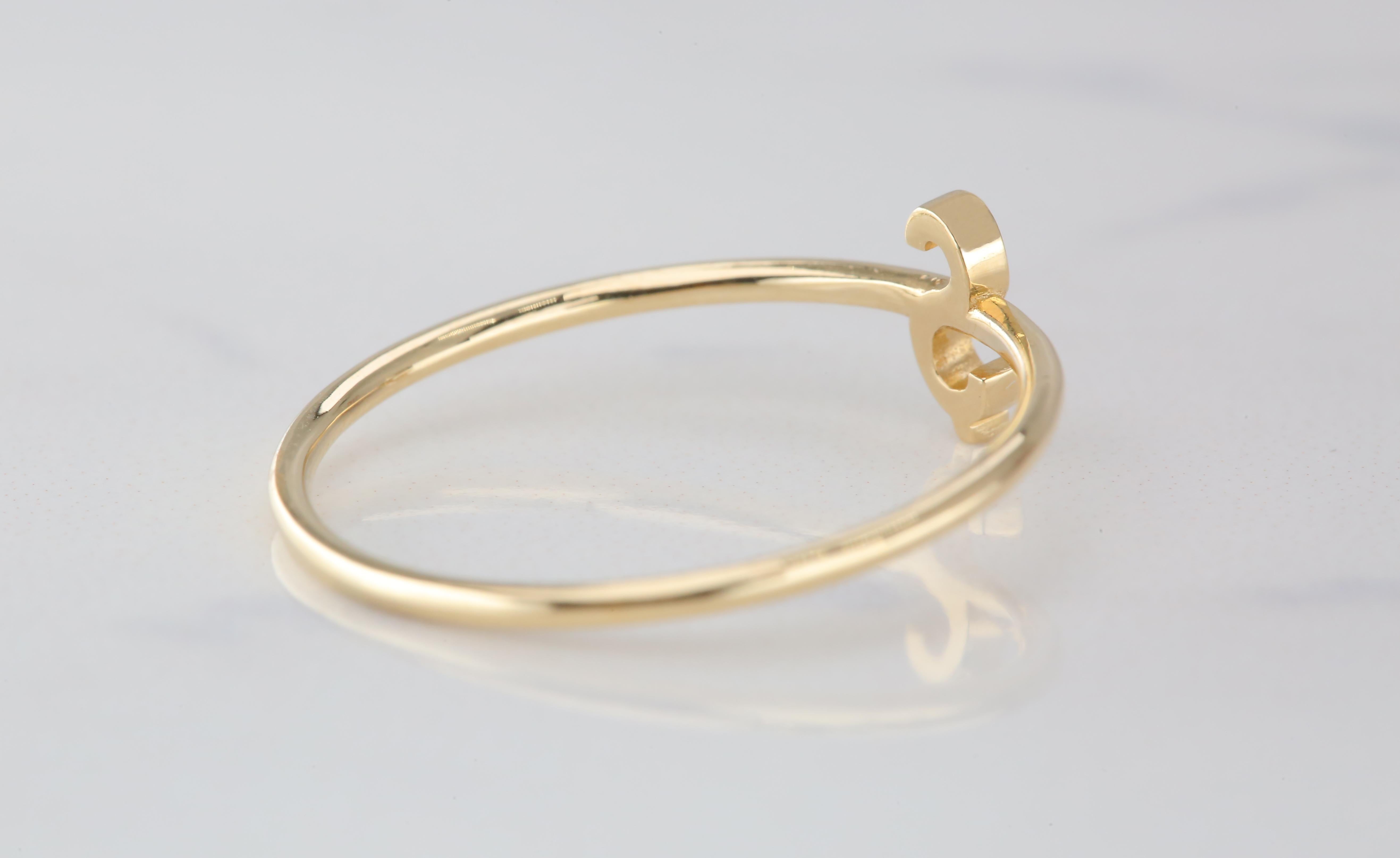 For Sale:  14K Gold Initial Ş Letter Ring, Personalized Initial Letter Ring 4