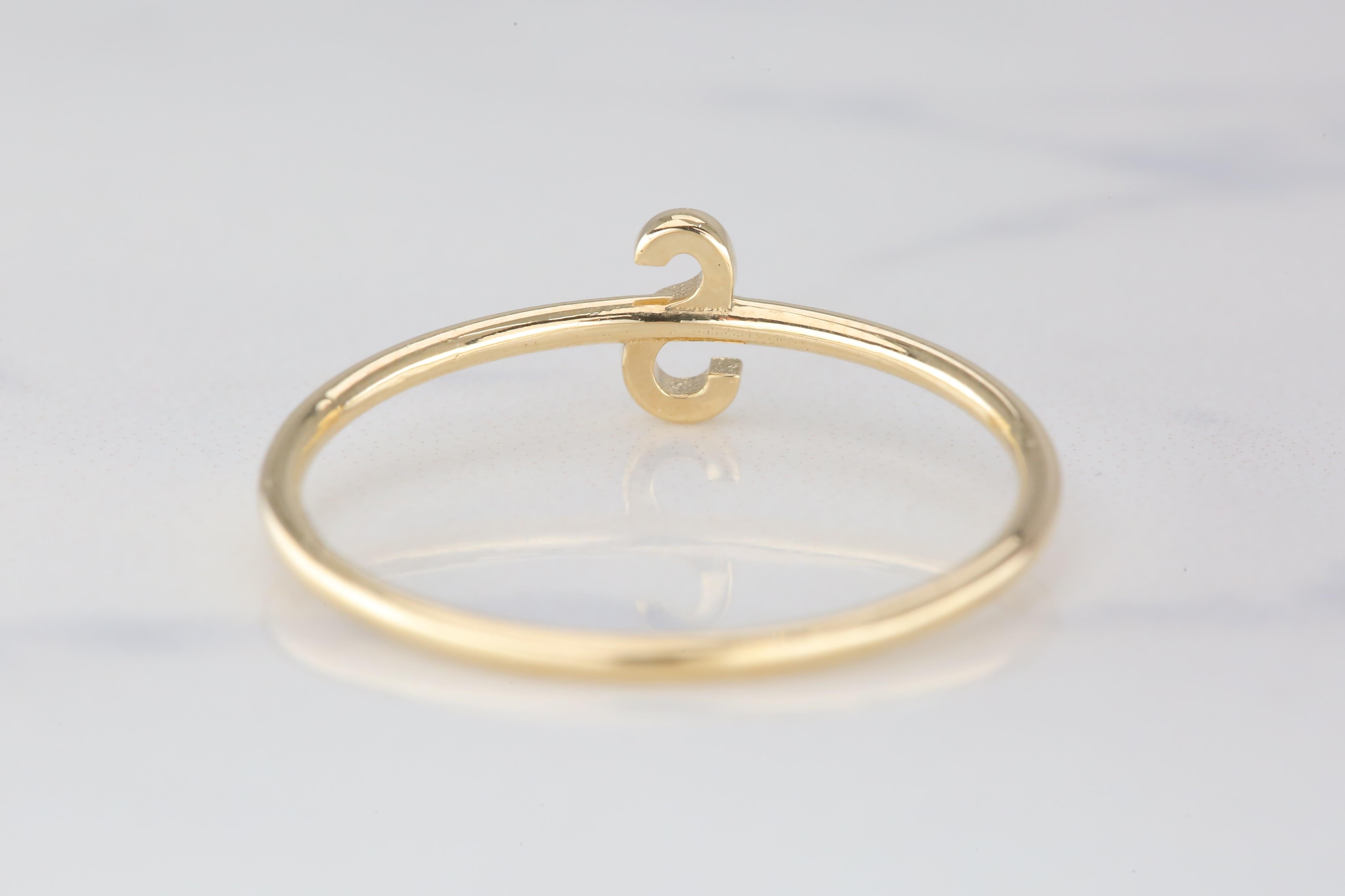 For Sale:  14K Gold Initial S Letter Ring, Personalized Initial Letter Ring 5
